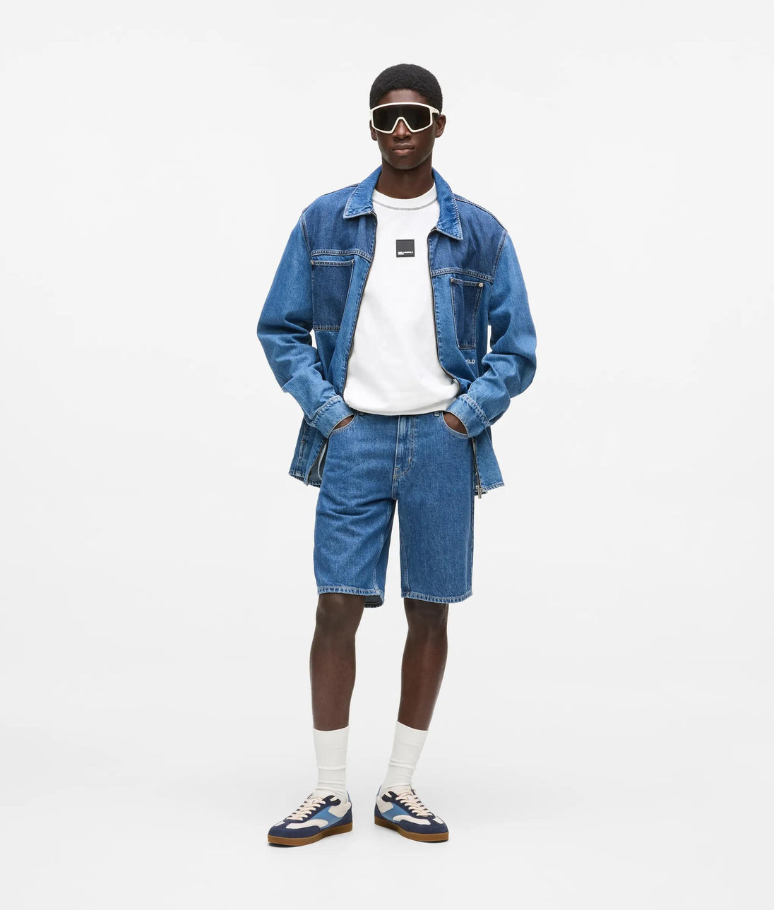 Karl Lagerfeld Short-Sleeved Contrast Stitch Sweatshirt White