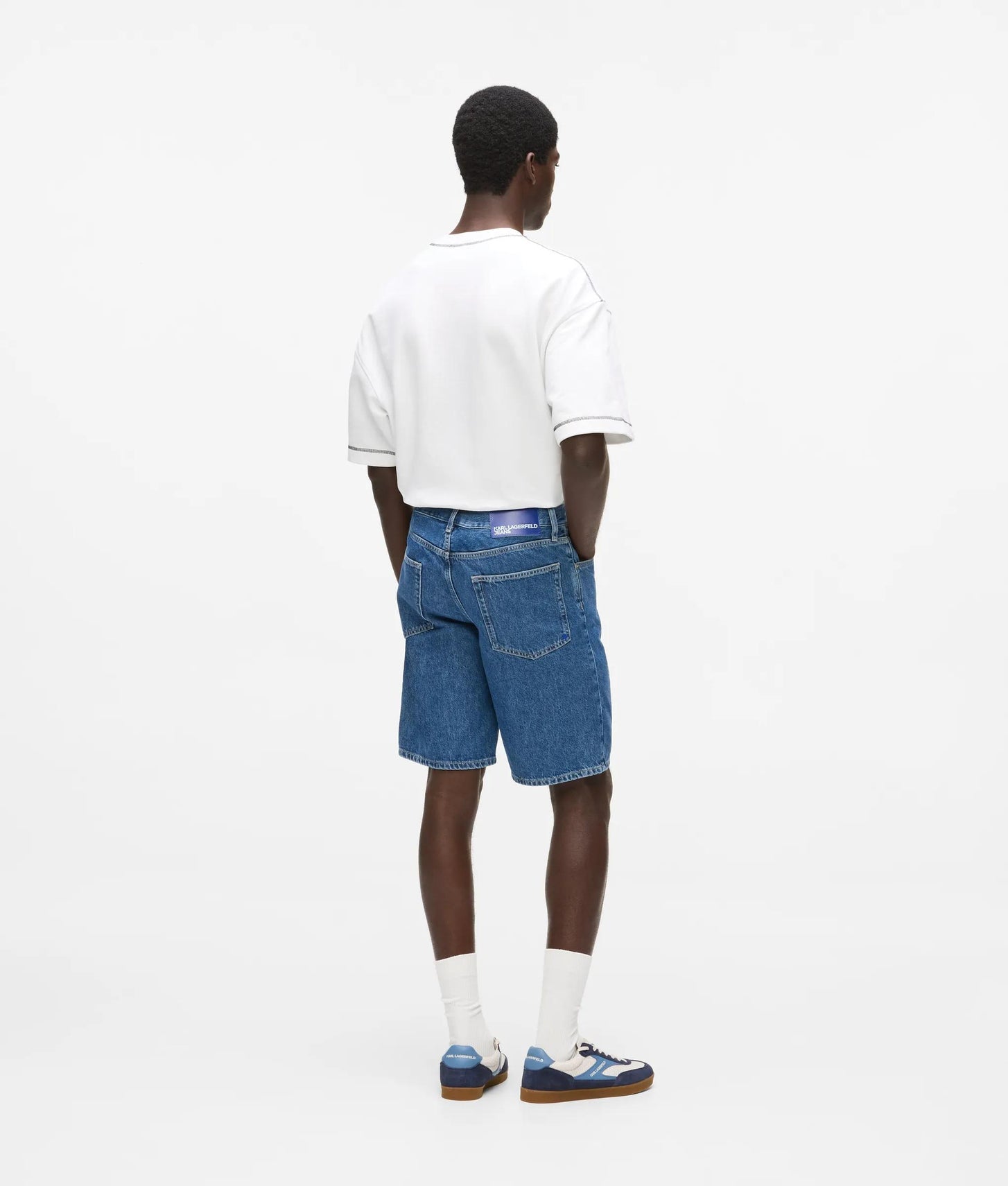 Karl Lagerfeld Regular Denim Shorts Mid Blue Stone