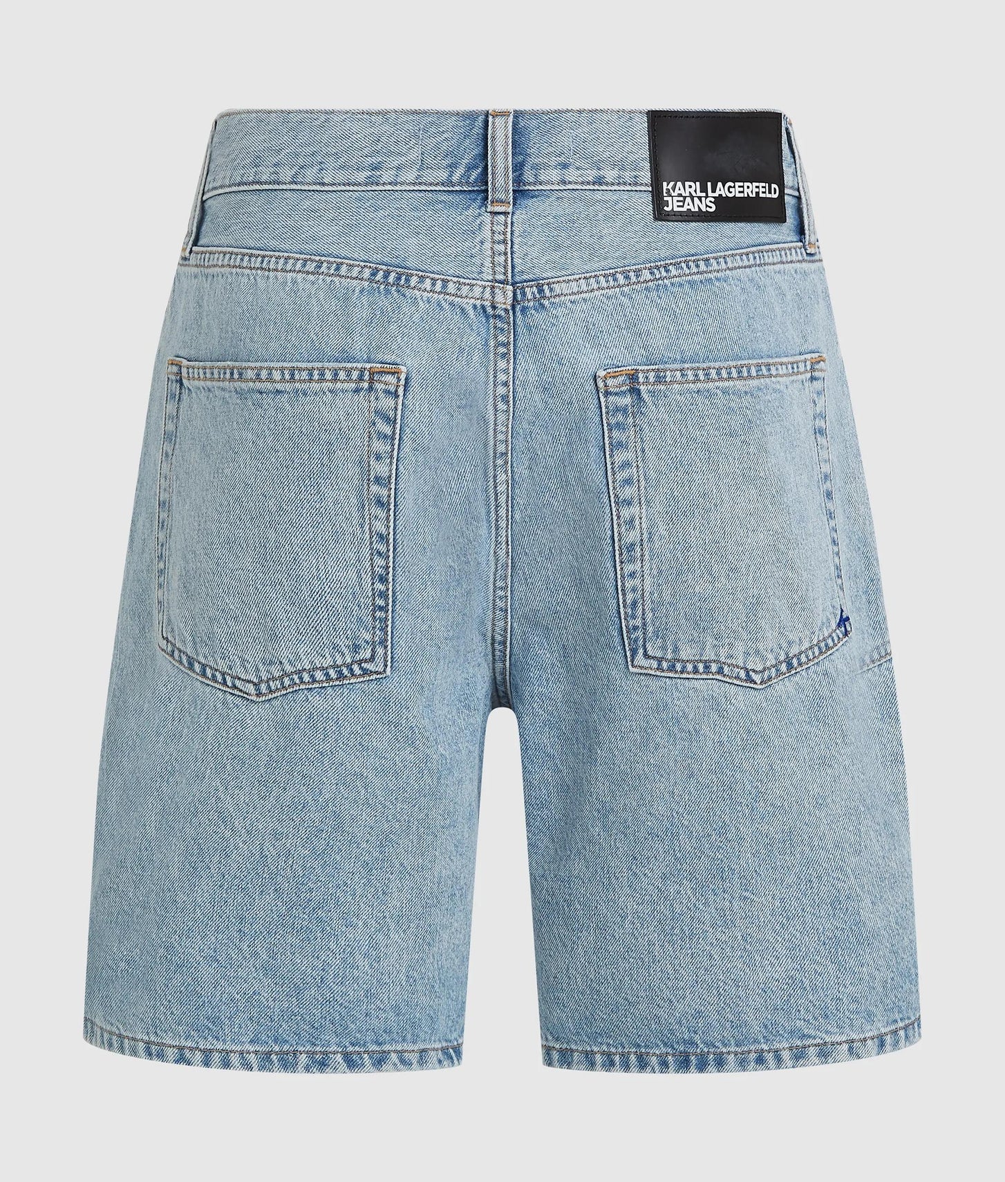 Karl Lagerfeld Distressed Relaxed Denim Shorts Visual Washed Blue Distressed