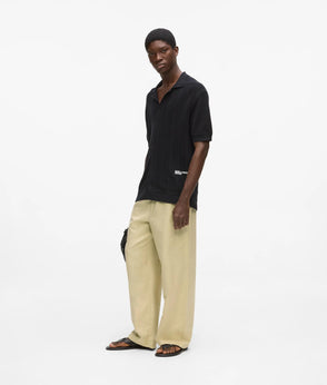 Karl Lagerfeld Short-Sleeved Knit Polo Shirt Black