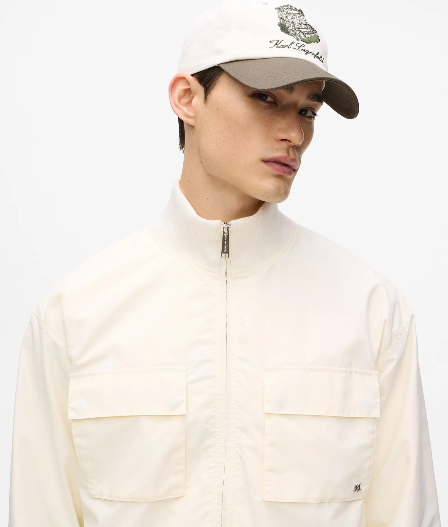 Karl Lagerfeld Côte D'Azur Bomber Jacket Cannoli Cream