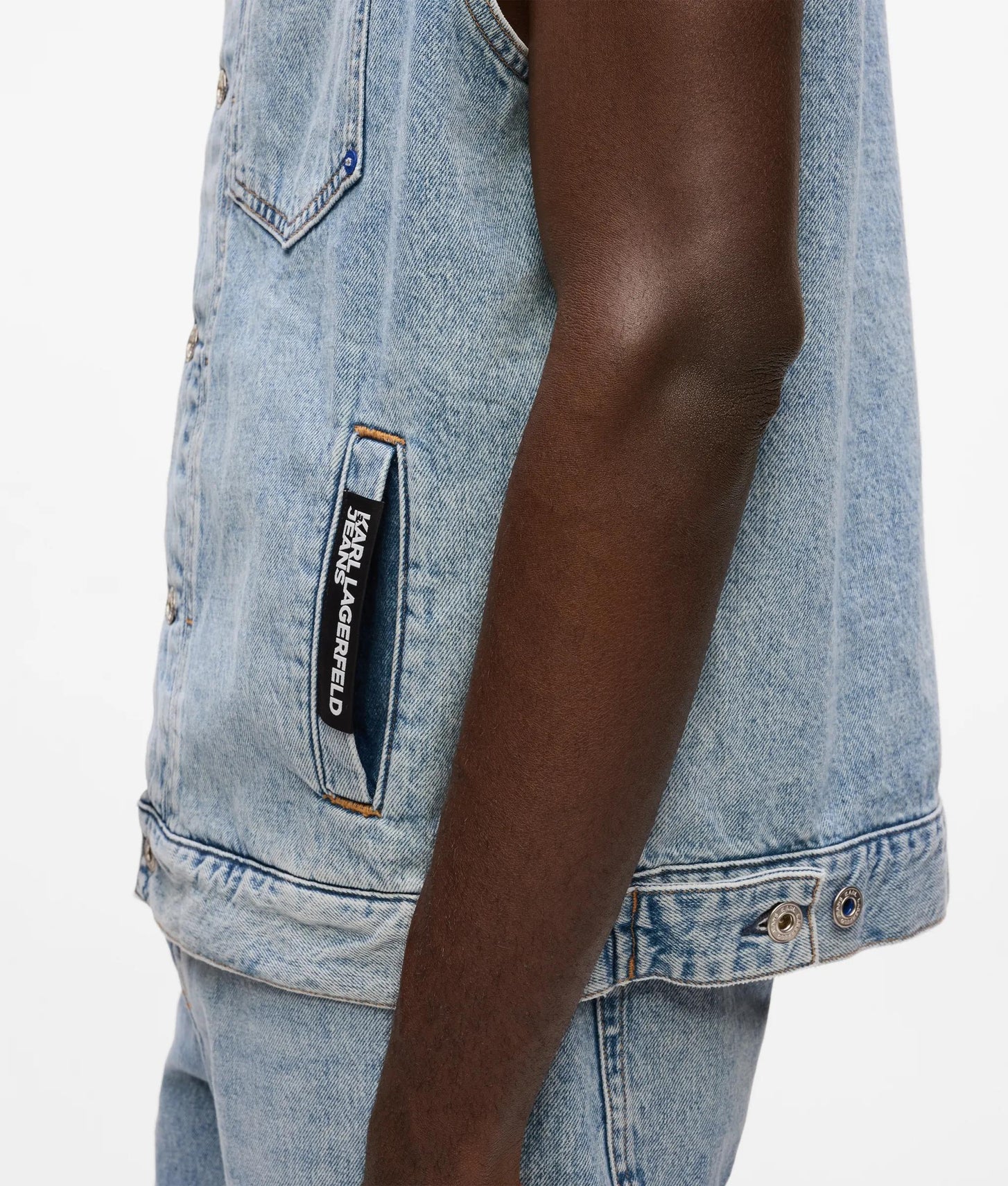 Karl Lagerfeld Relaxed Denim Vest Acid Light Blue
