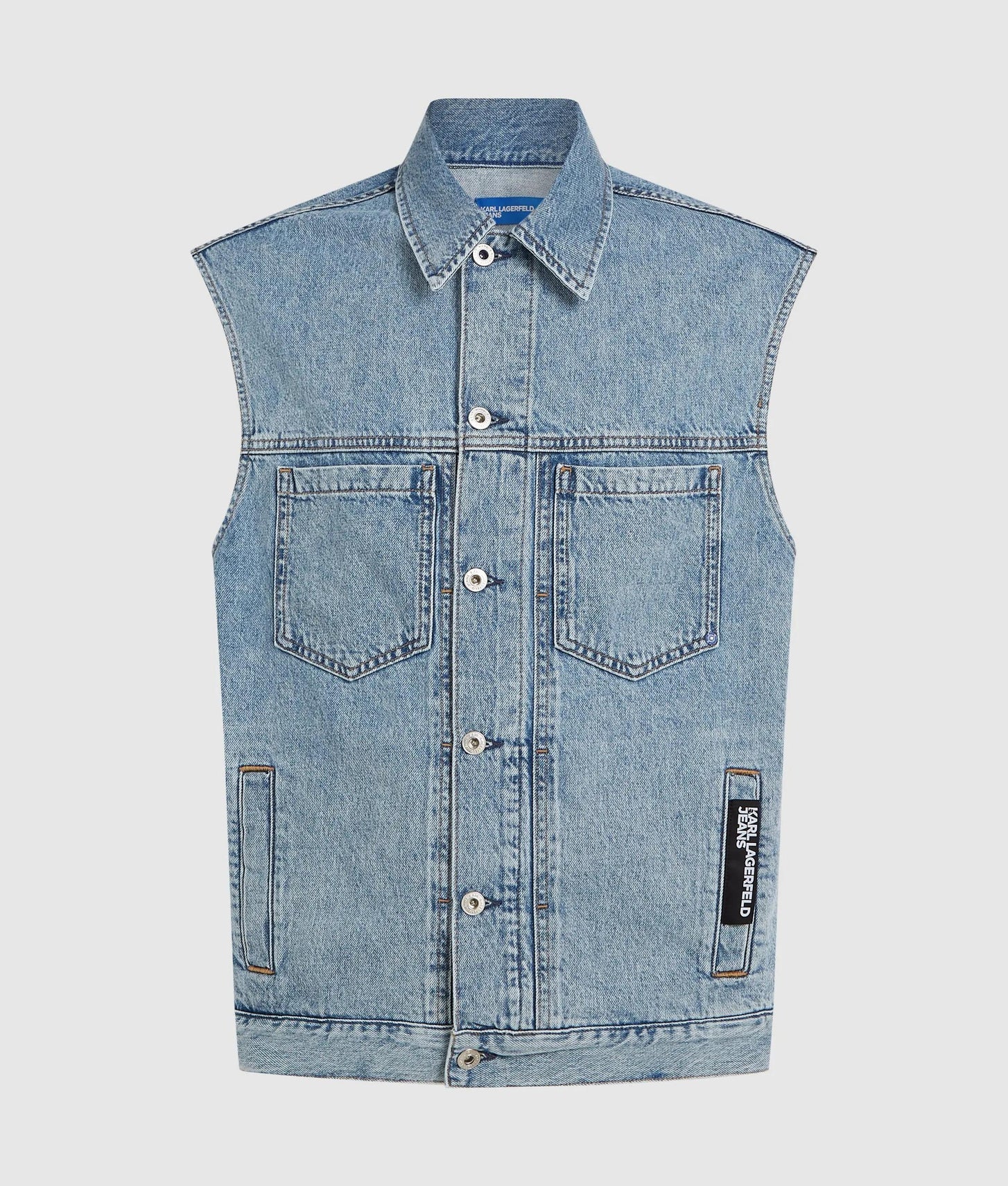 Karl Lagerfeld Relaxed Denim Vest Acid Light Blue