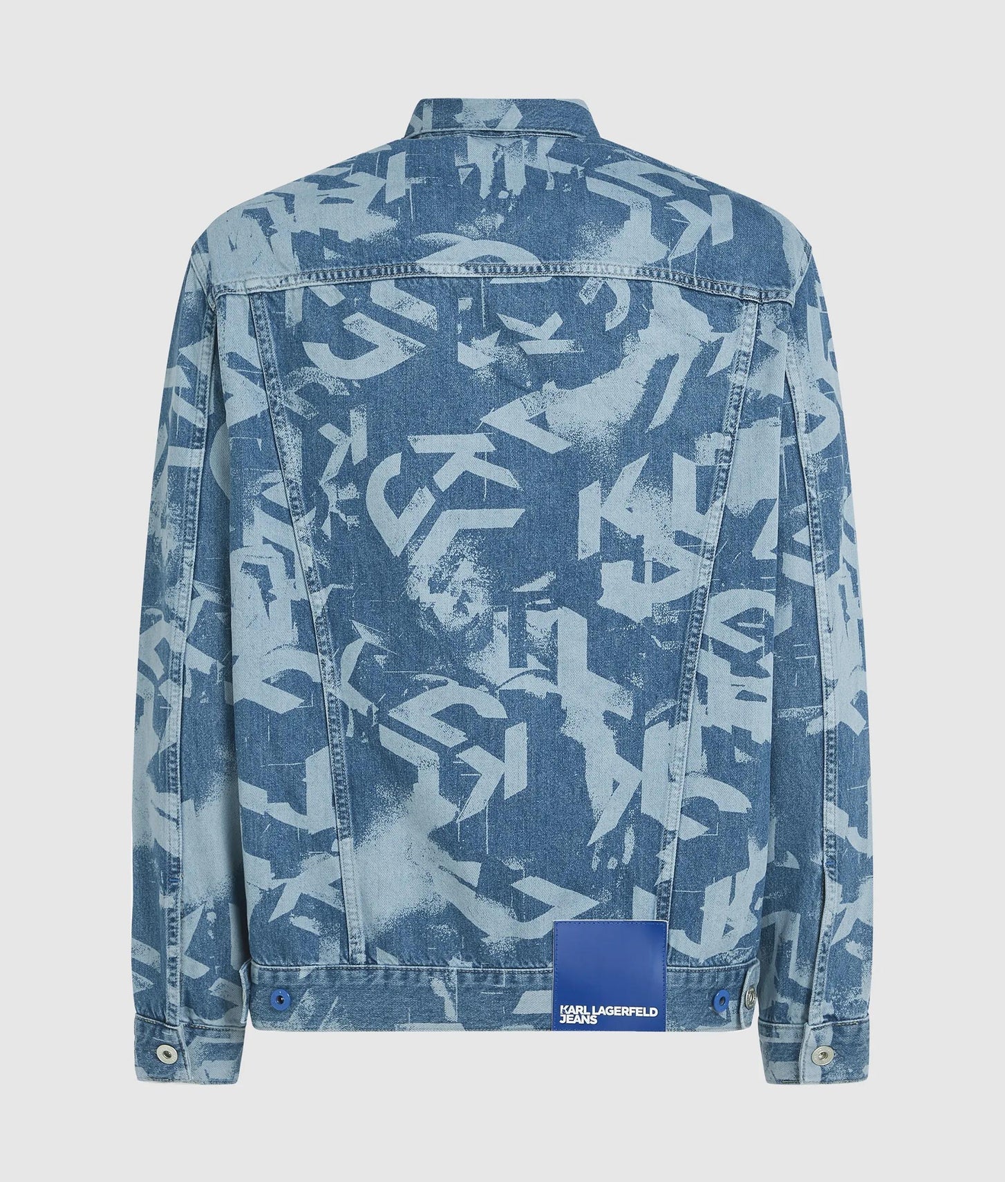 Karl Lagerfeld Relaxed Monogram Denim Jacket All Over Print Blue Denim