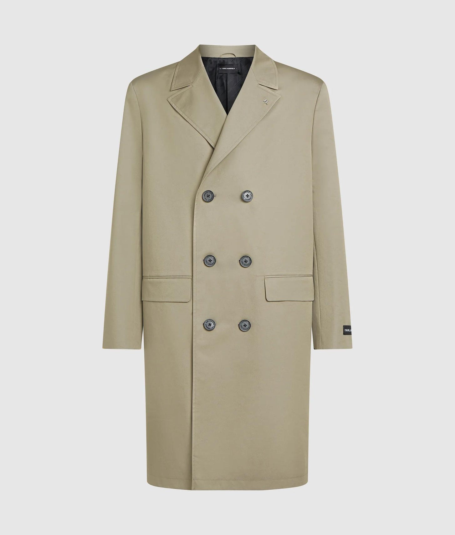 Karl Lagerfeld Double Breasted Overcoat Laurel Oak