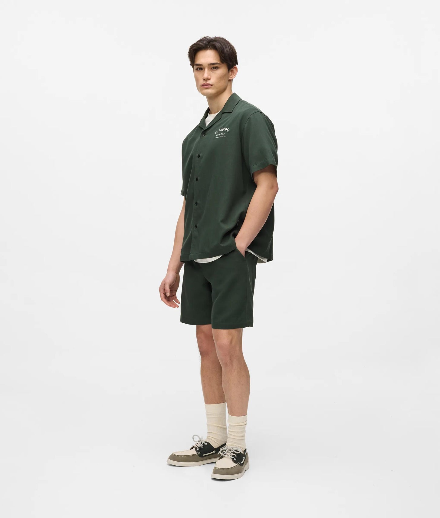 Karl Lagerfeld Short-Sleeved Côte D'Azur Shirt Deep Forest