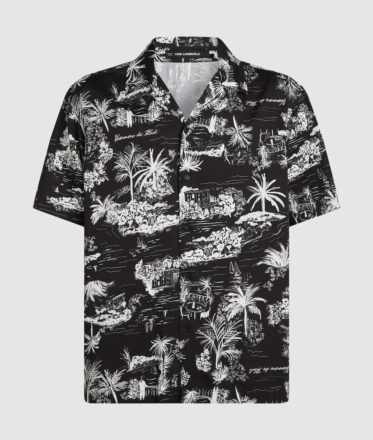 Karl Lagerfeld Short-Sleeved All-Over-Print Shirt Black