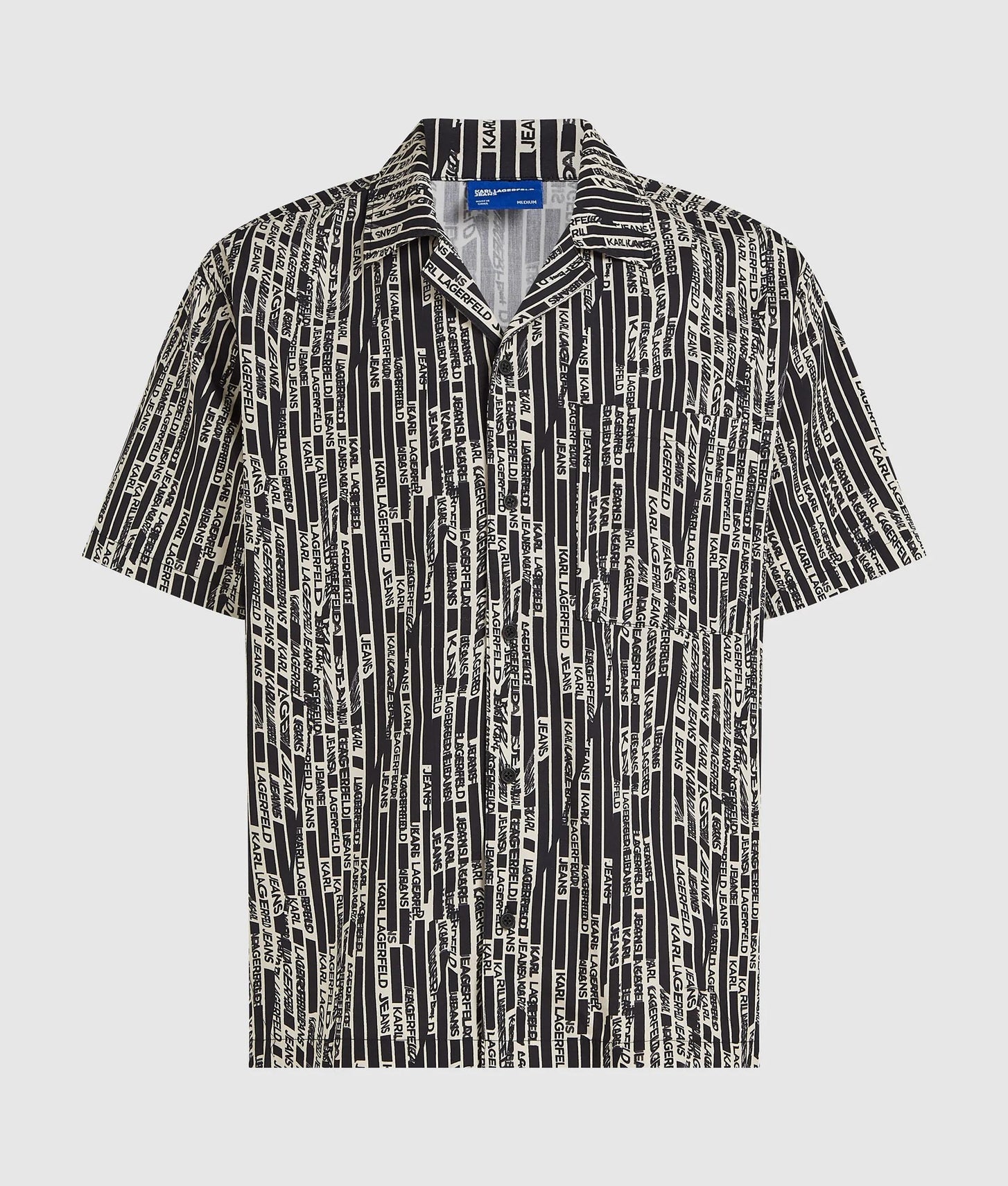 Karl Lagerfeld Short-Sleeved Logo Print Shirt Linear Logo All Over Print