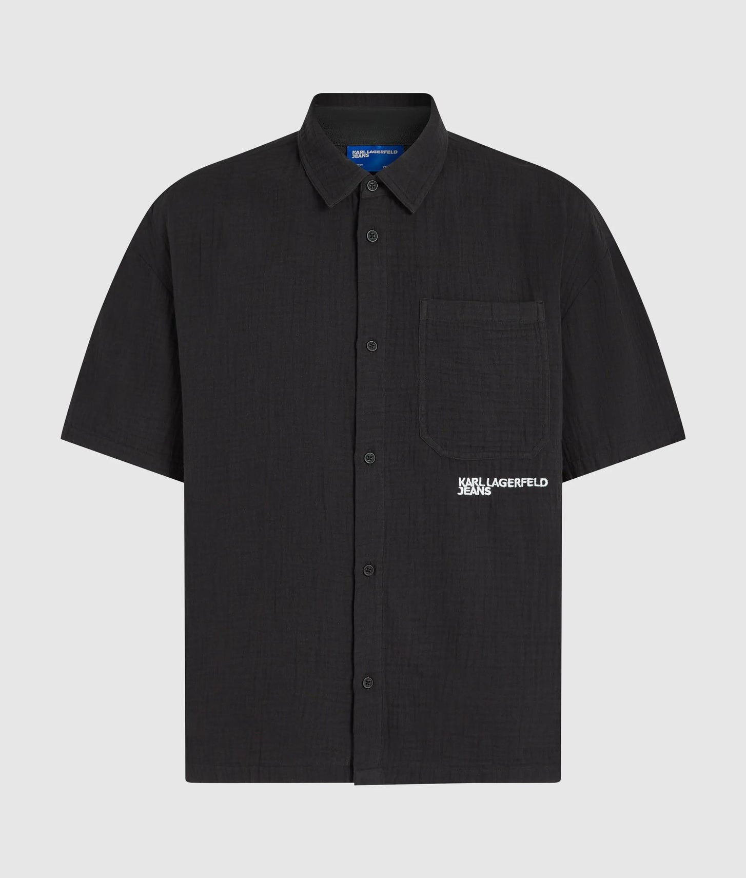 Karl Lagerfeld Short-Sleeved Crinkled Shirt Black