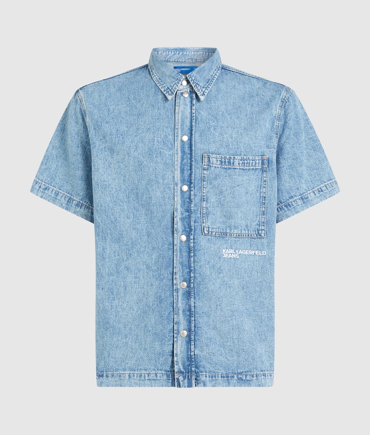 Karl Lagerfeld Short-Sleeved Denim Shirt Light Blue