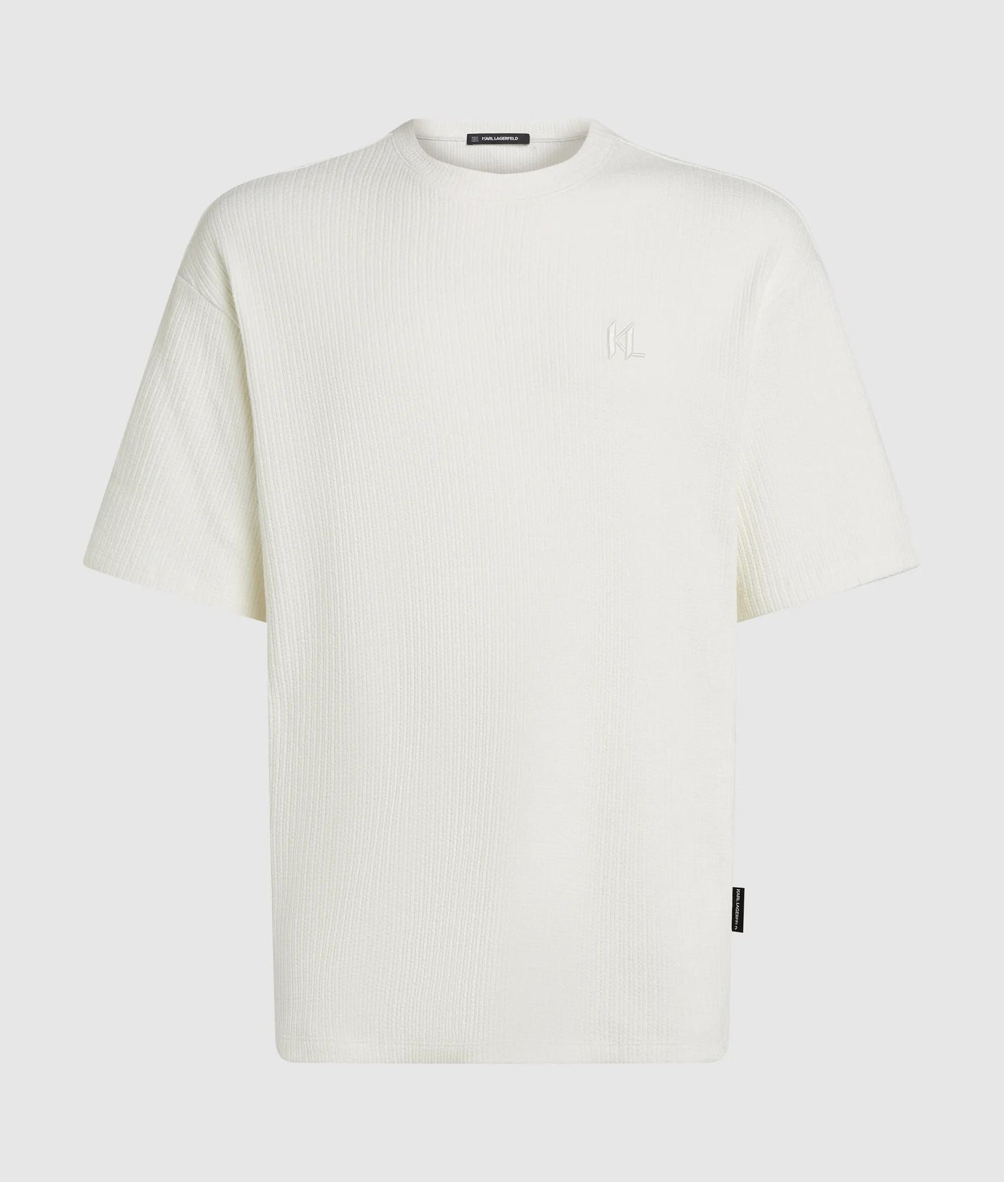 Karl Lagerfeld Textured Monogram T-Shirt Cannoli Cream