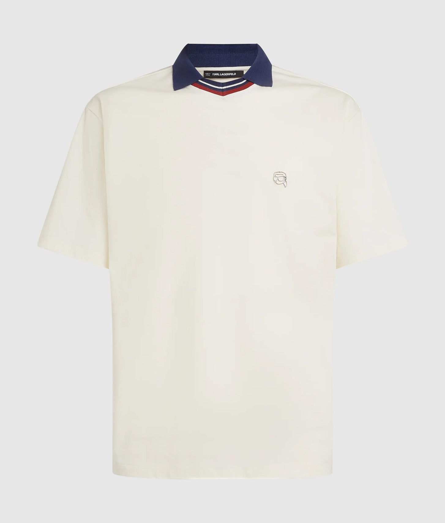 Karl Lagerfeld Ikon Collared T-Shirt Cannoli Cream