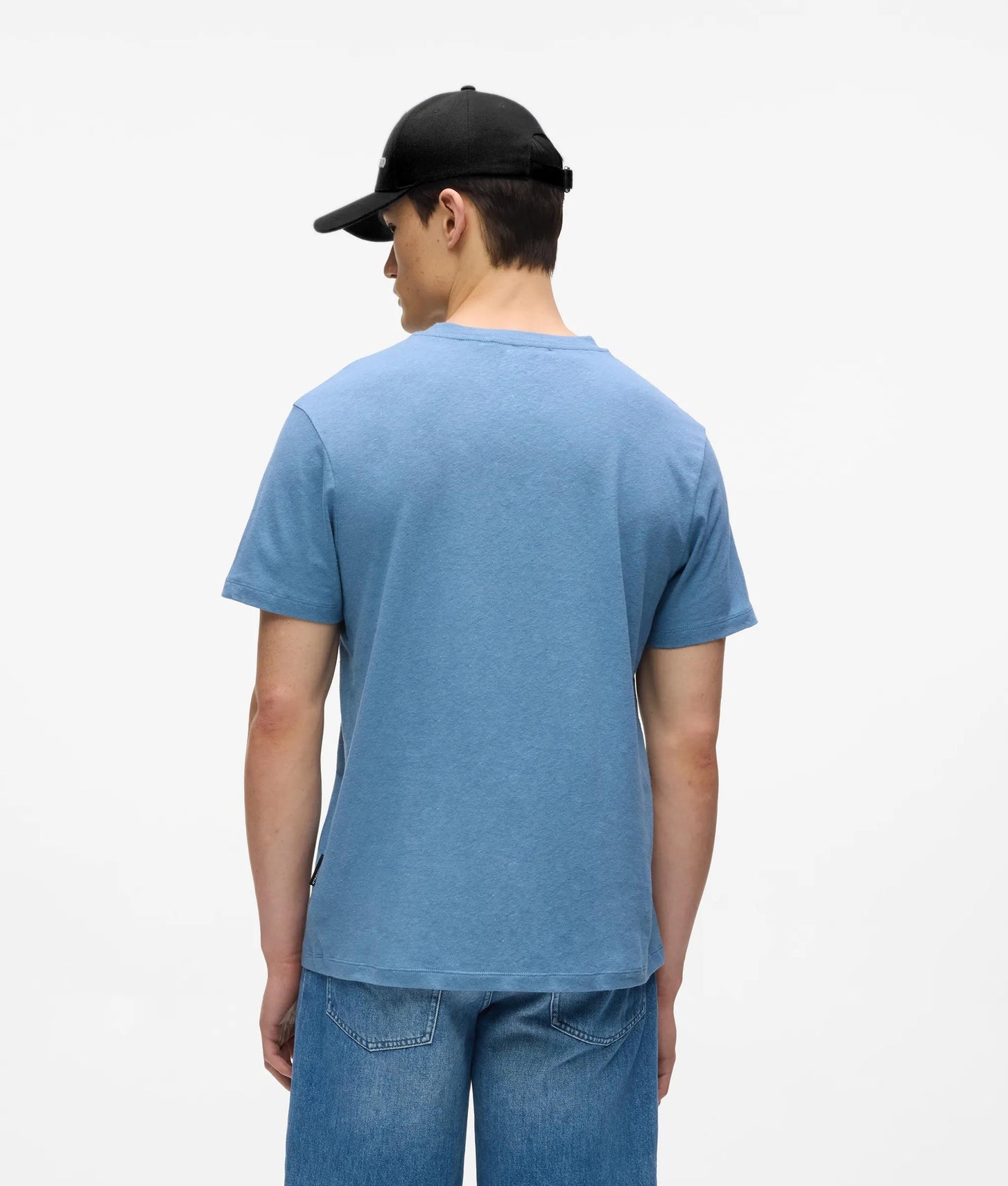 Karl Lagerfeld Monogram Linen Blend T-Shirt Coronet Blue