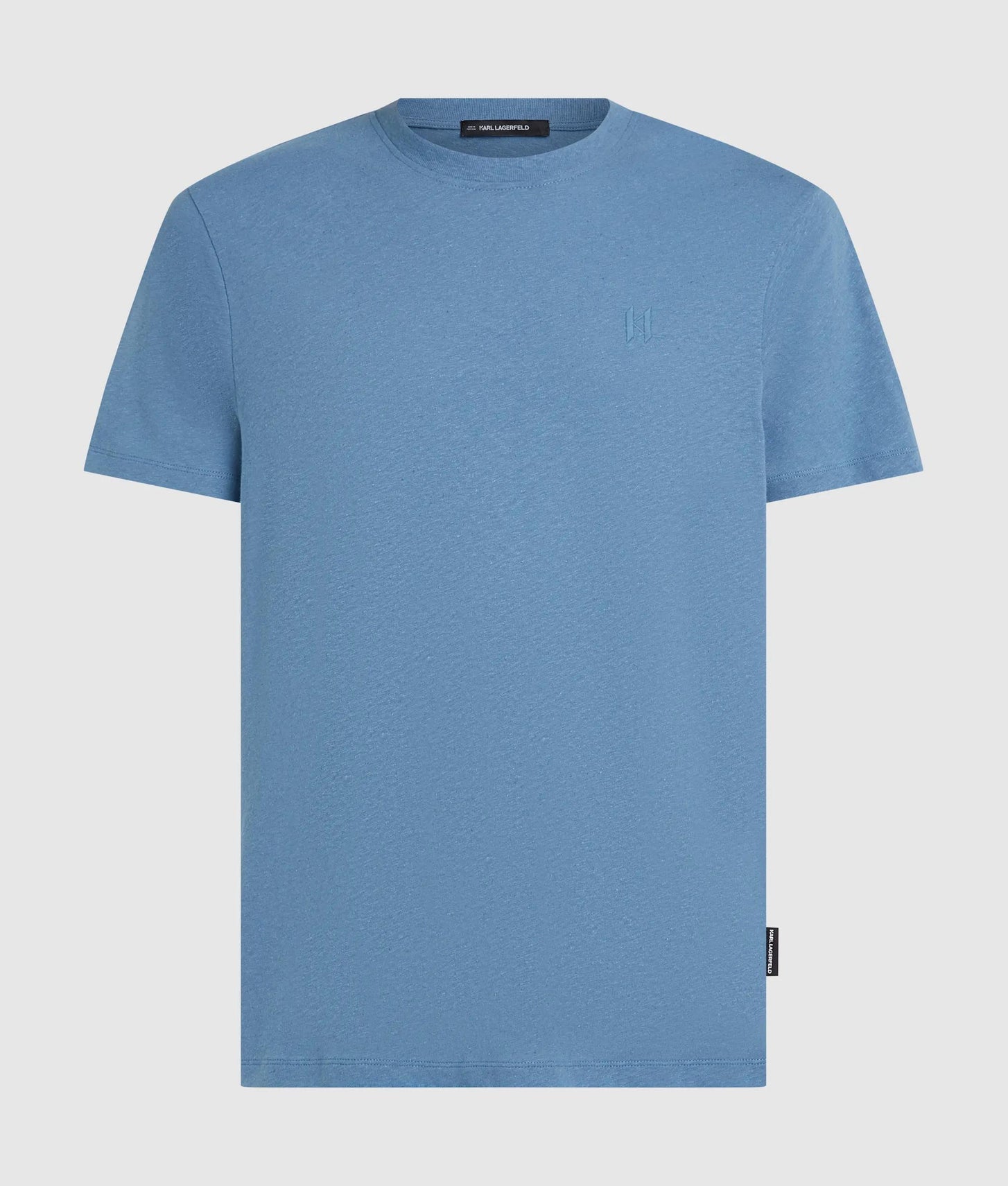 Karl Lagerfeld Monogram Linen Blend T-Shirt Coronet Blue