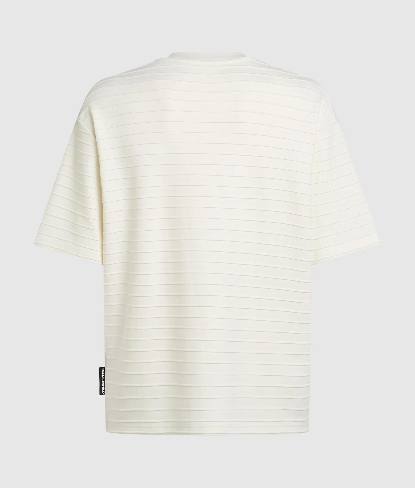 Karl Lagerfeld Ikon Textured Striped T-Shirt Cannoli Cream