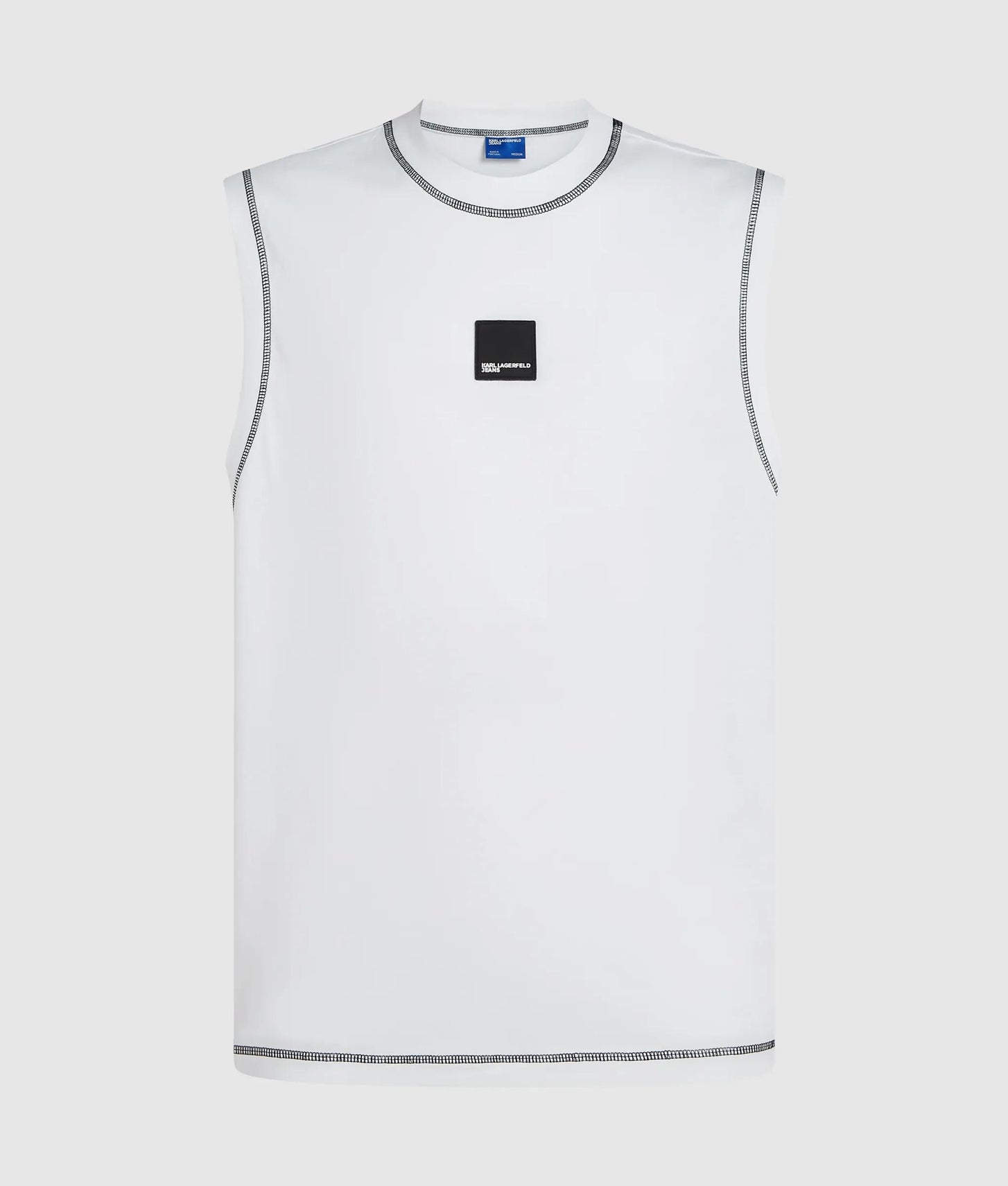 Karl Lagerfeld Relaxed Contrast Stitch Tank Top White
