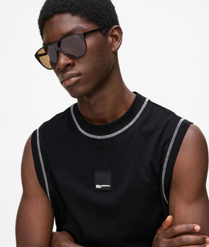 Karl Lagerfeld Short-Sleeved Knit Polo Shirt Pale Khaki