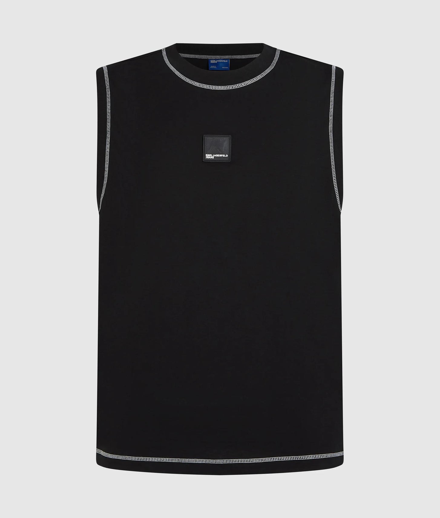 Karl Lagerfeld Relaxed Contrast Stitch Tank Top Black