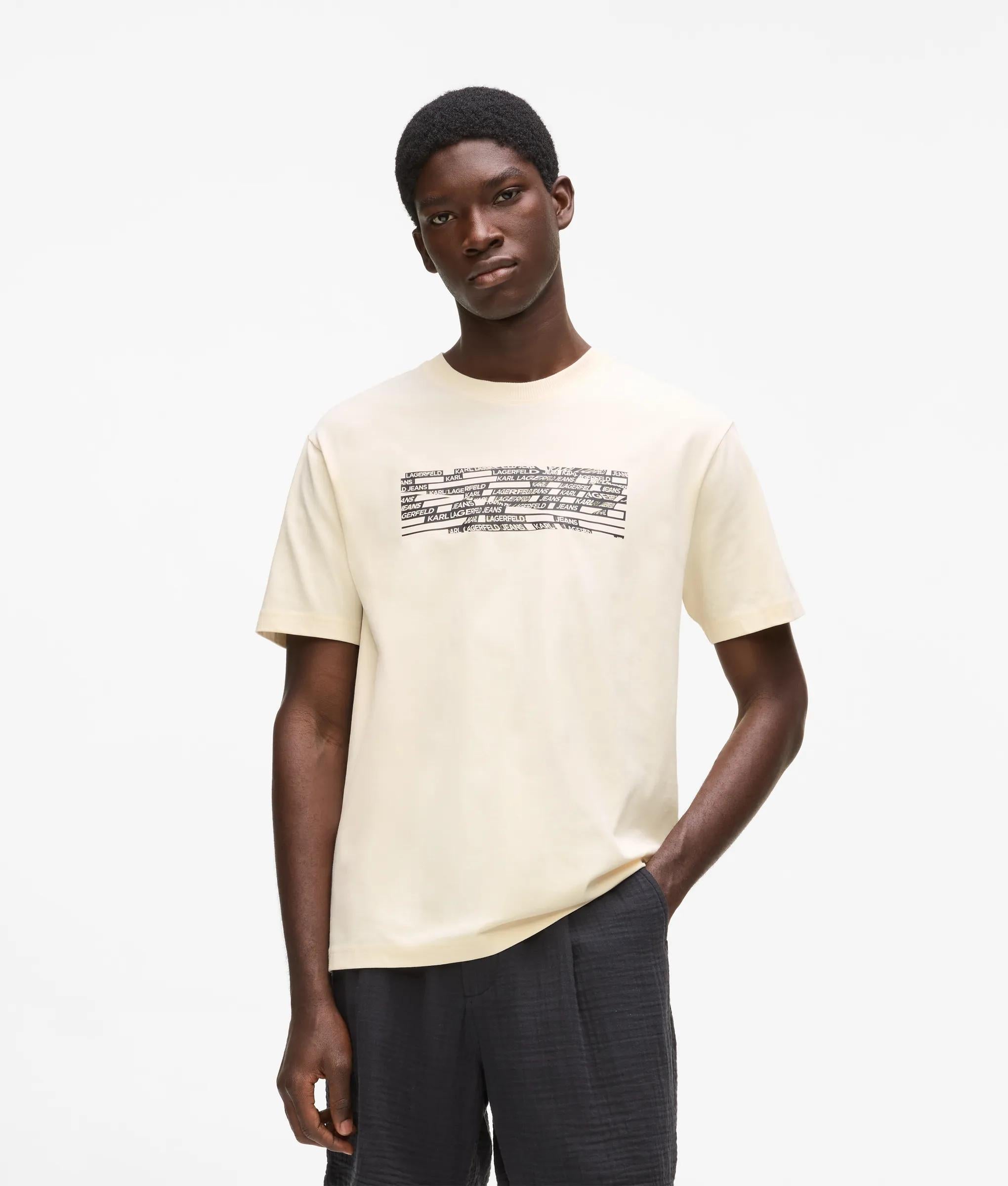 Karl Lagerfeld Stripe Logo T-Shirt Whitecap Grey