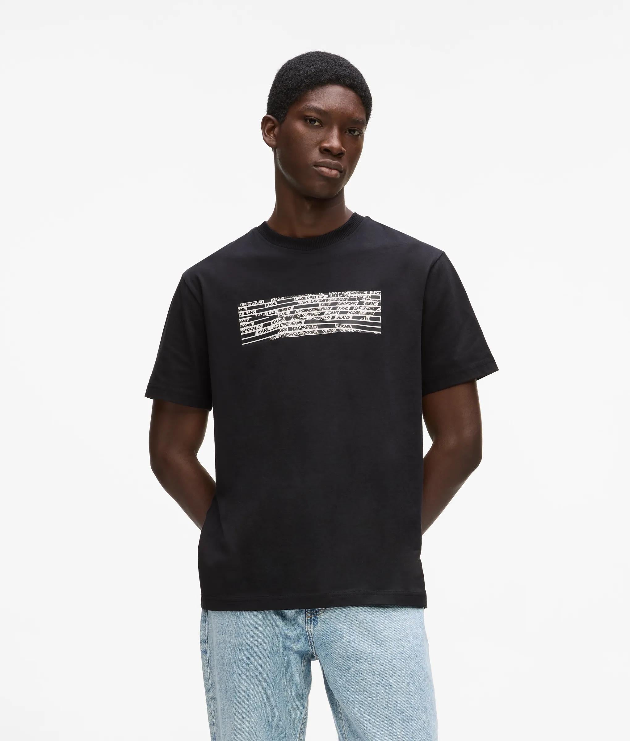 Karl Lagerfeld Stripe Logo T-Shirt Black