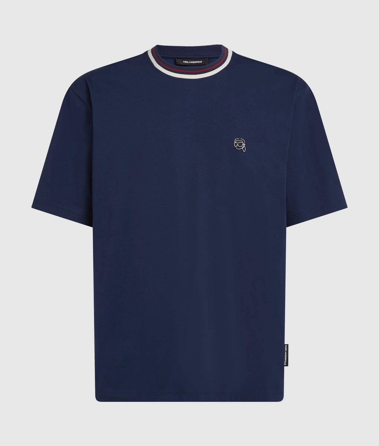Karl Lagerfeld Ikon Striped Neck T-Shirt Medieval Blue