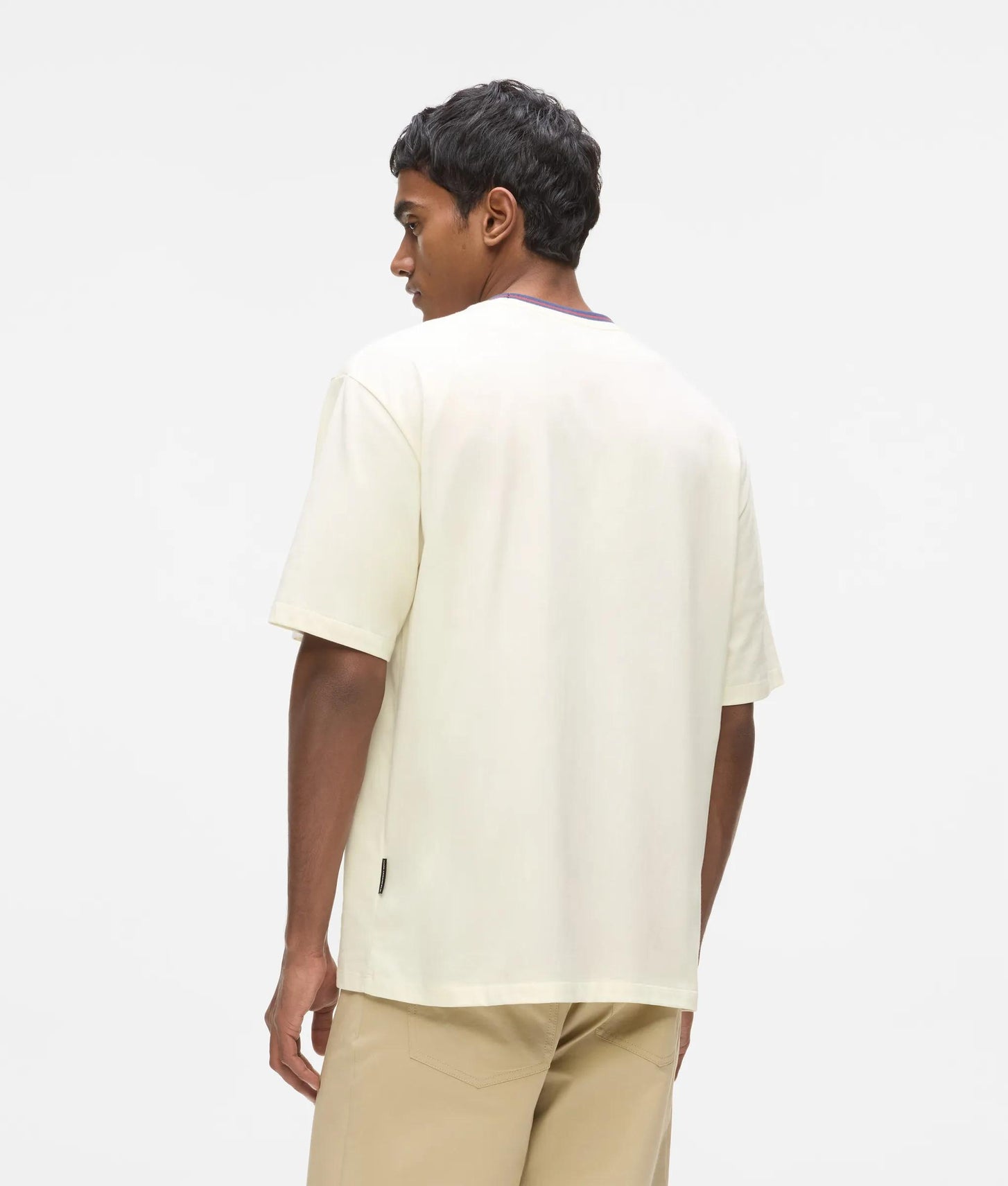 Karl Lagerfeld Ikon Striped Neck T-Shirt Cannoli Cream