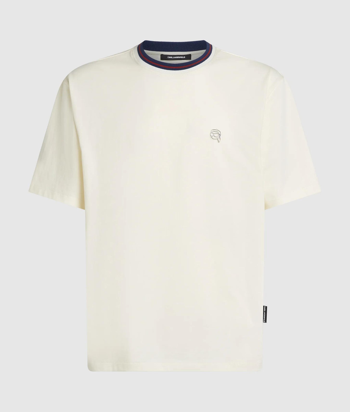 Karl Lagerfeld Ikon Striped Neck T-Shirt Cannoli Cream