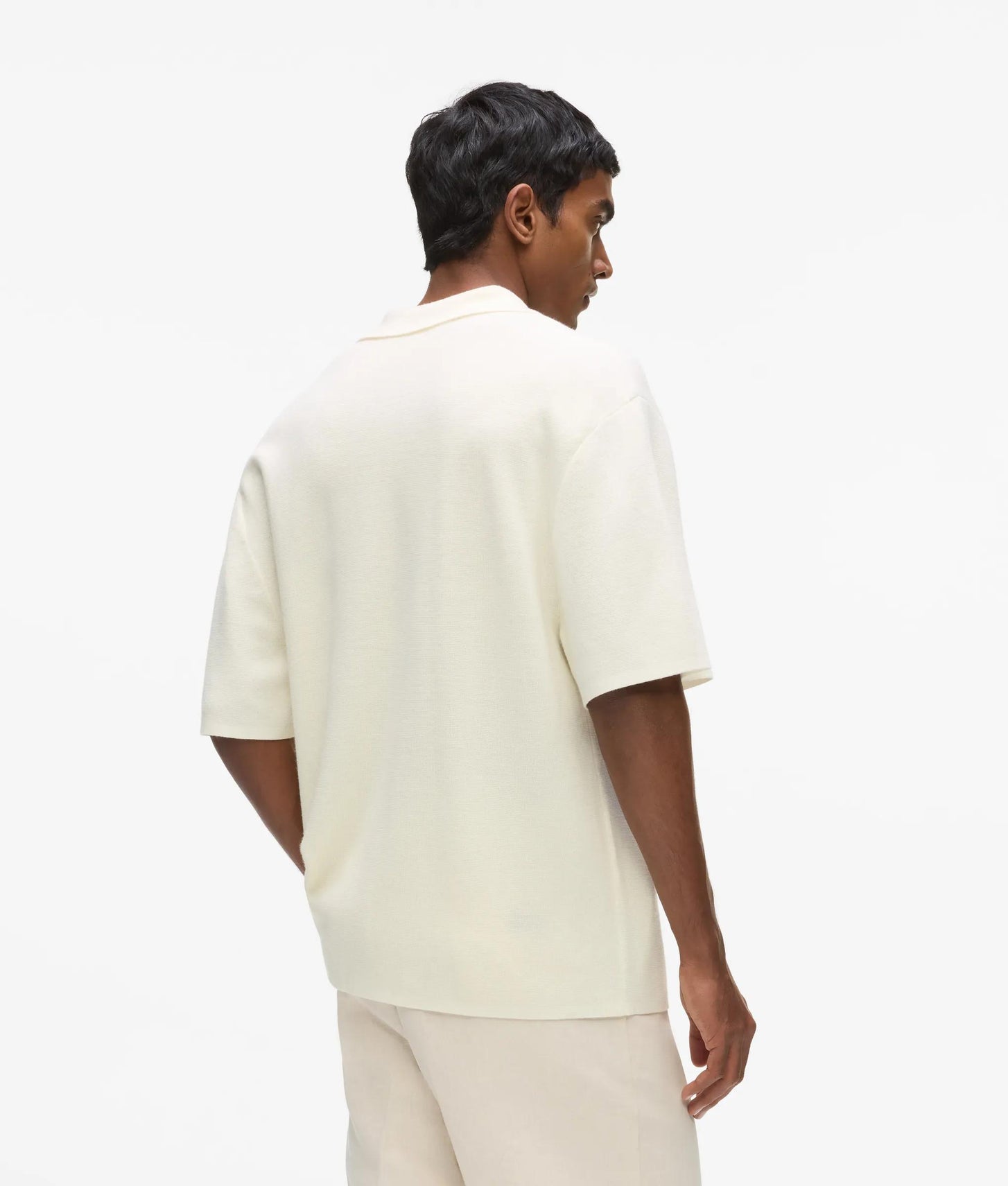 Karl Lagerfeld Knitted Boxy Polo Shirt Cannoli Cream