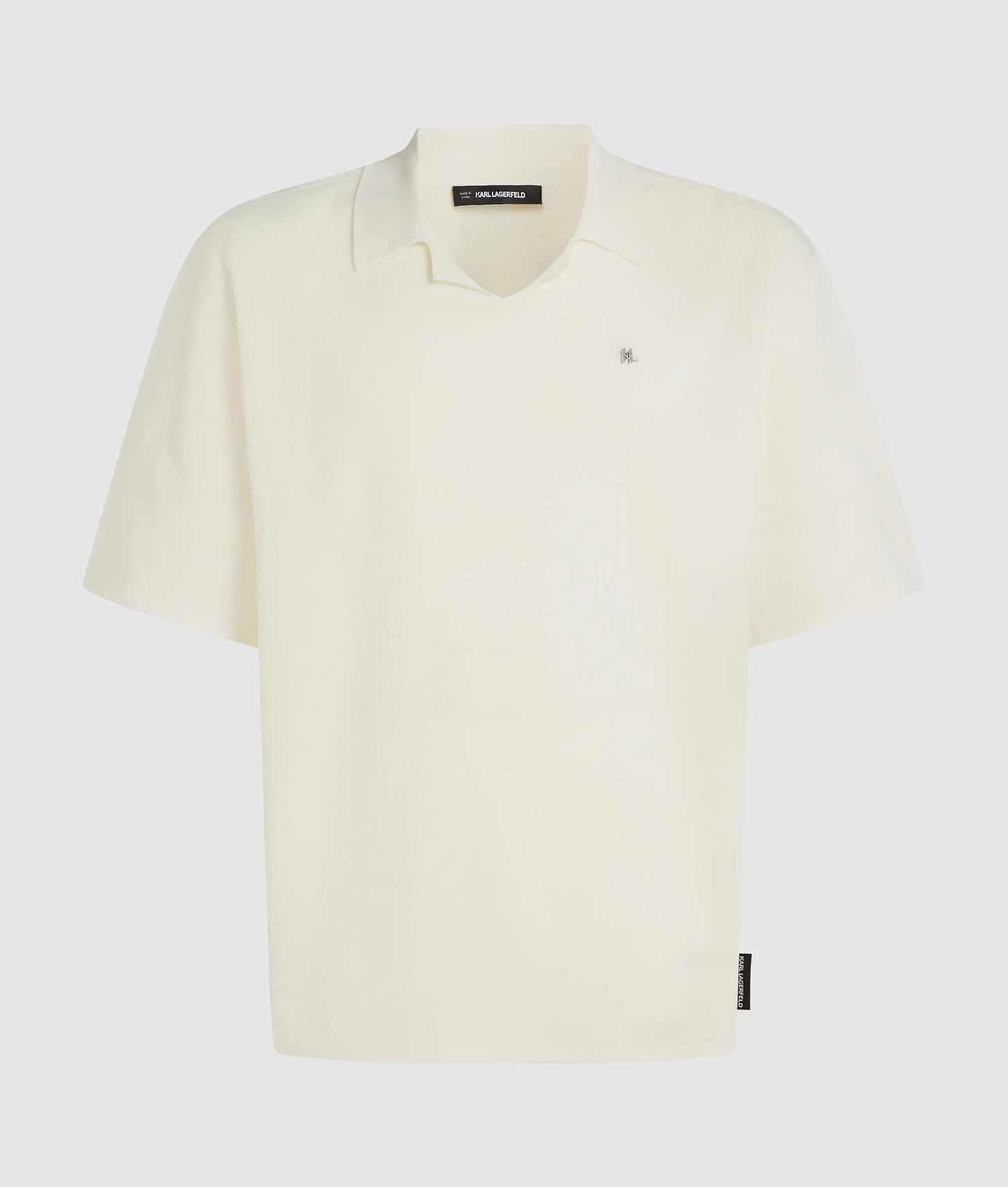 Karl Lagerfeld Knitted Boxy Polo Shirt Cannoli Cream