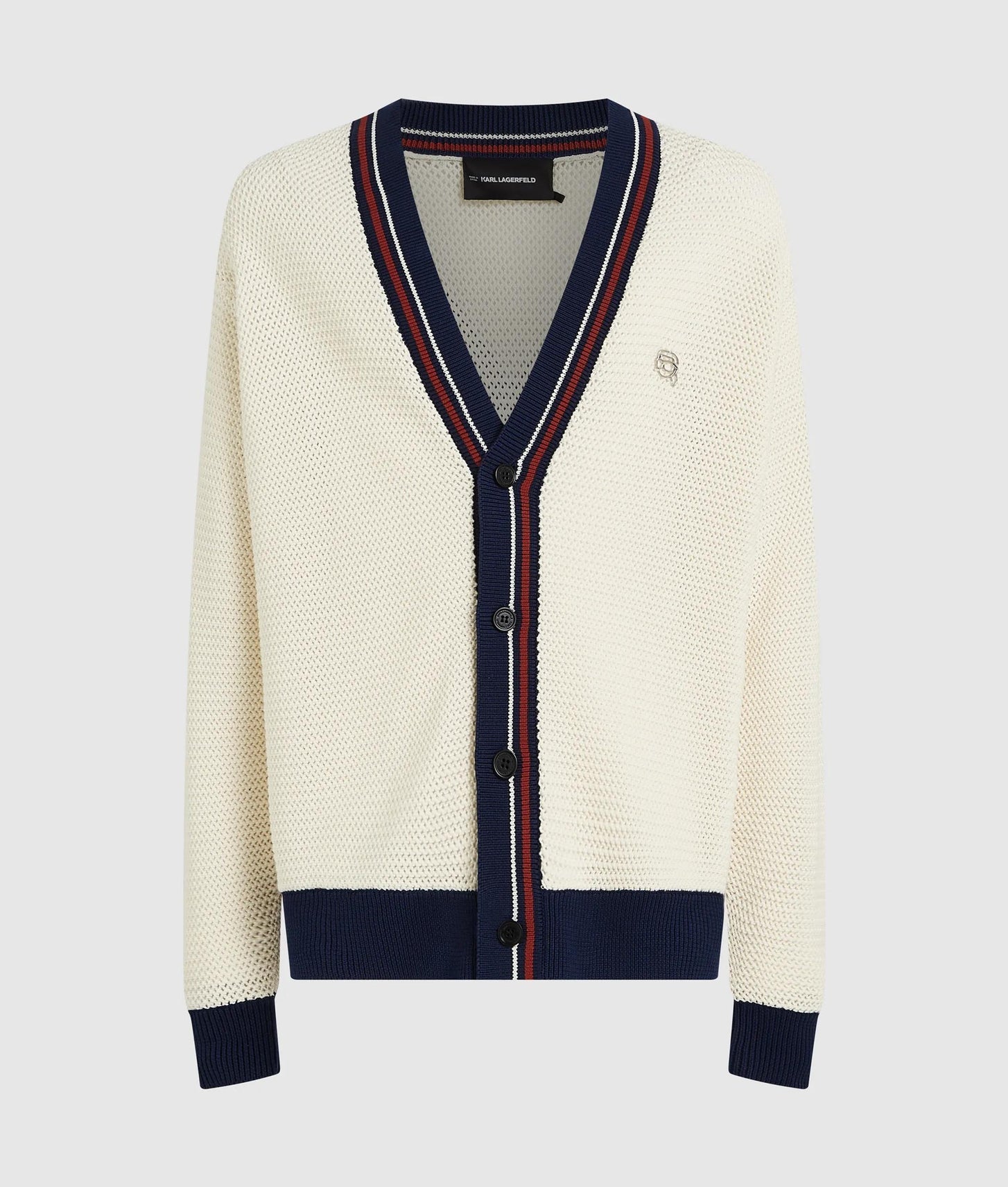 Karl Lagerfeld Ikon Textured Cardigan Cannoli Cream