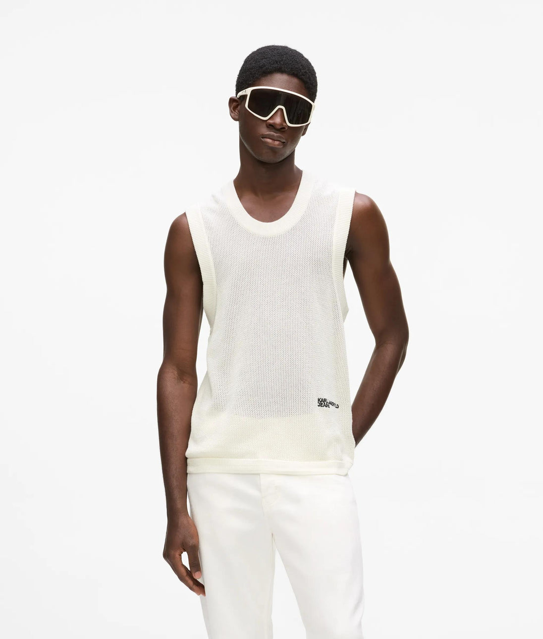 Karl Lagerfeld Graphic Karl Print Denim Overshirt White