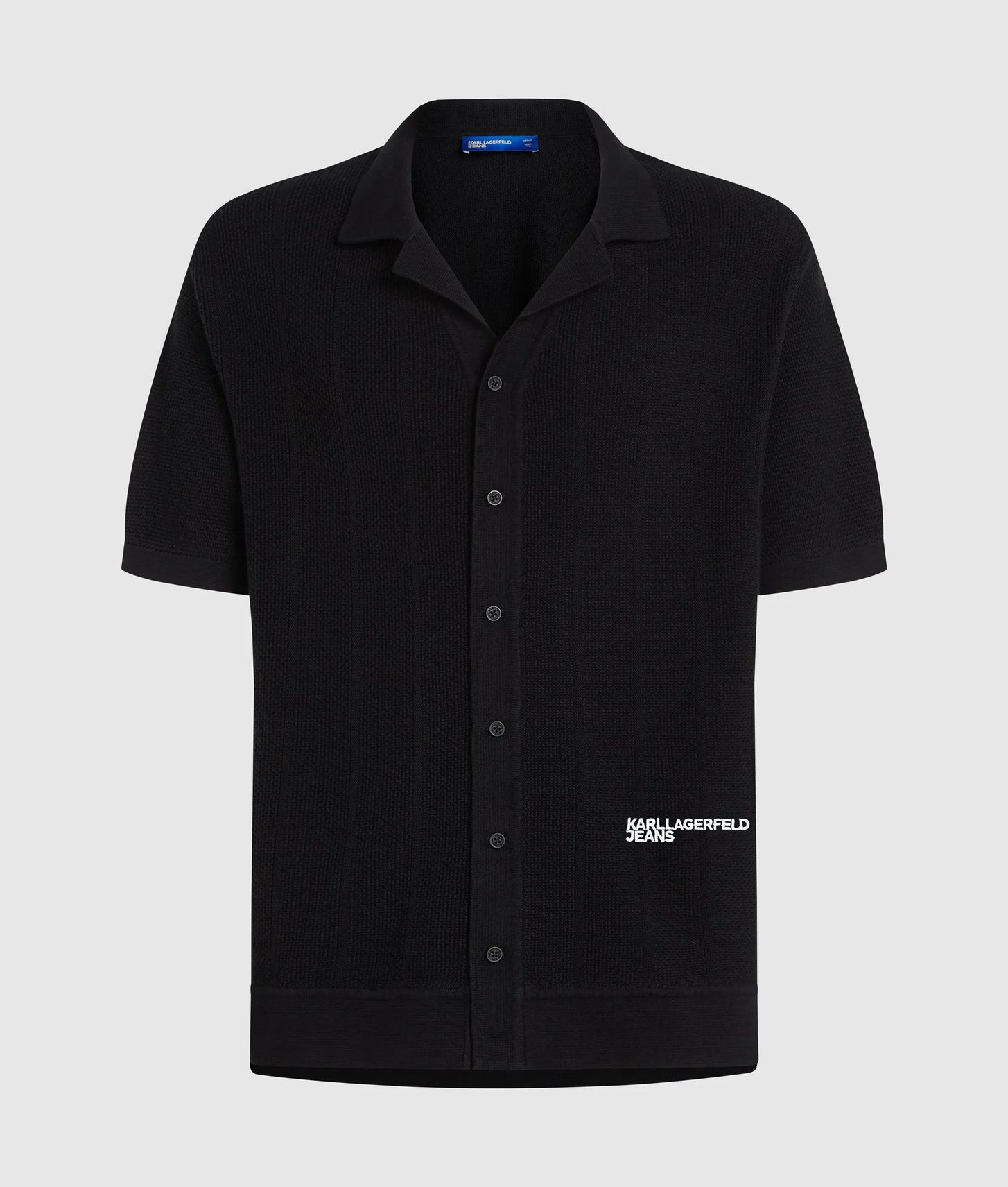 Karl Lagerfeld Short-Sleeved Knit Polo Shirt Black