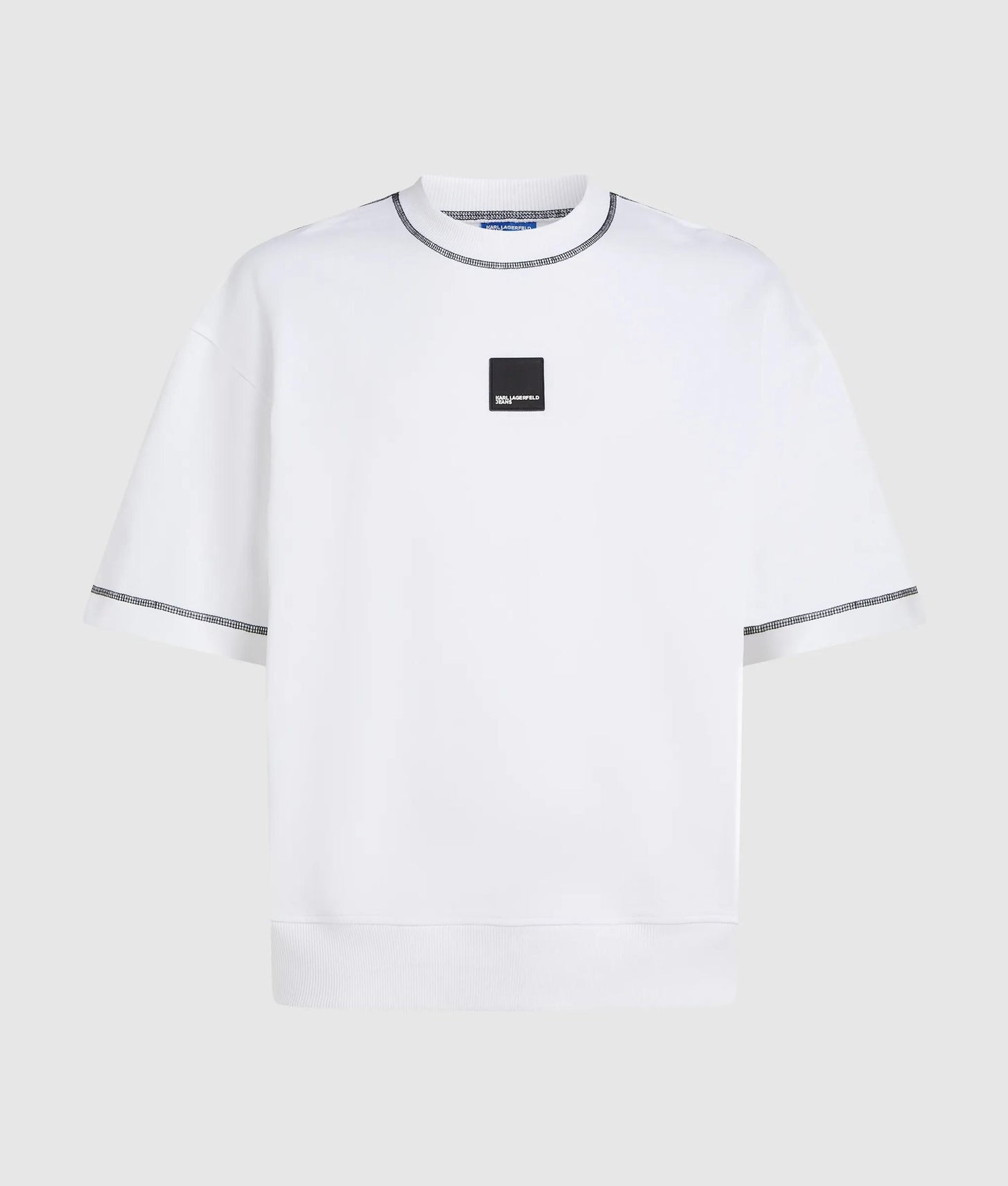 Karl Lagerfeld Short-Sleeved Contrast Stitch Sweatshirt White