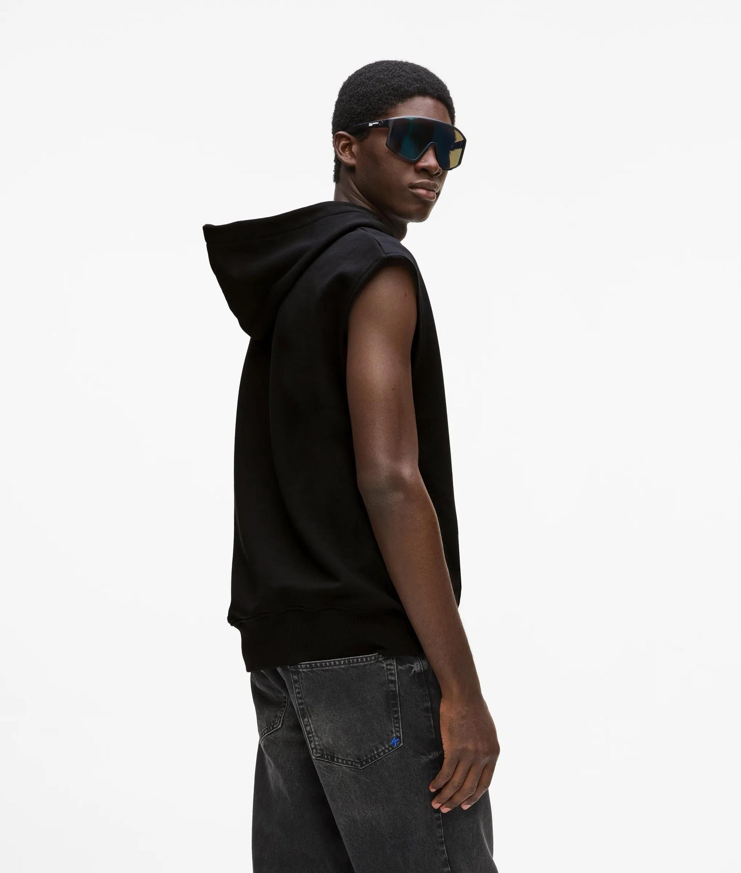 Karl Lagerfeld Sleeveless Logo Hoodie Black