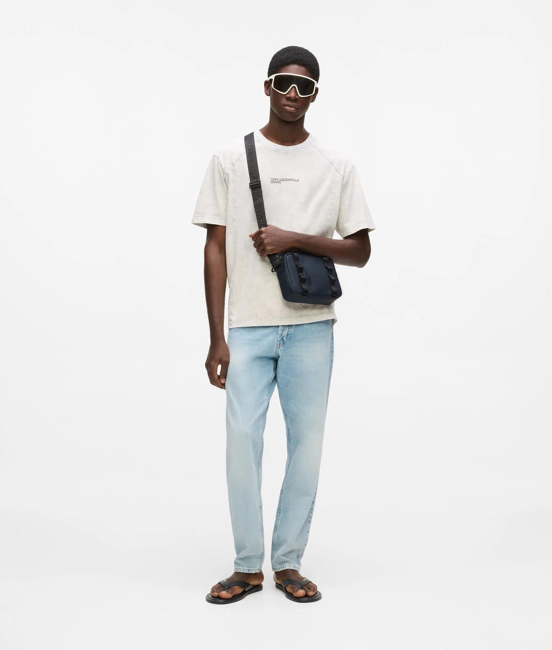 Karl Lagerfeld Short-Sleeved Contrast Stitch Sweatshirt White