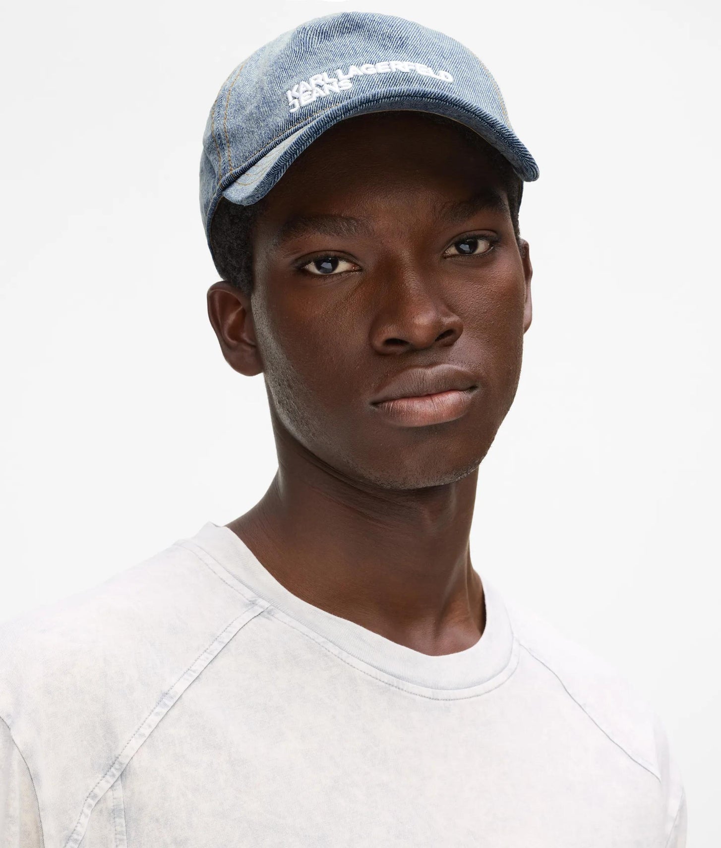 Karl Lagerfeld Denim Logo Cap Washed Mid Blue
