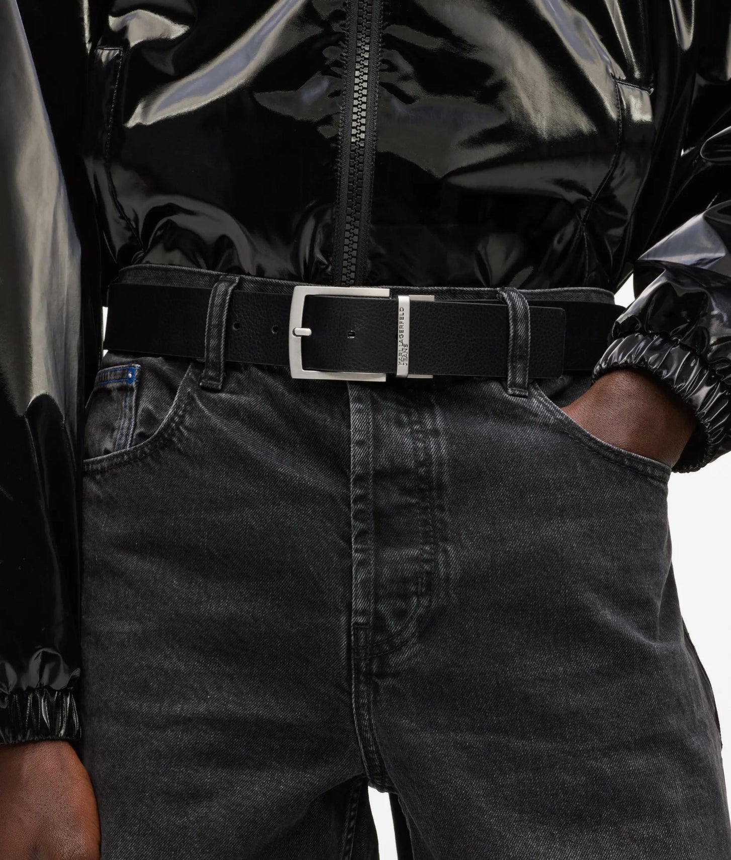 Karl Lagerfeld Monogram Reversible Belt Klj Black-Monogram
