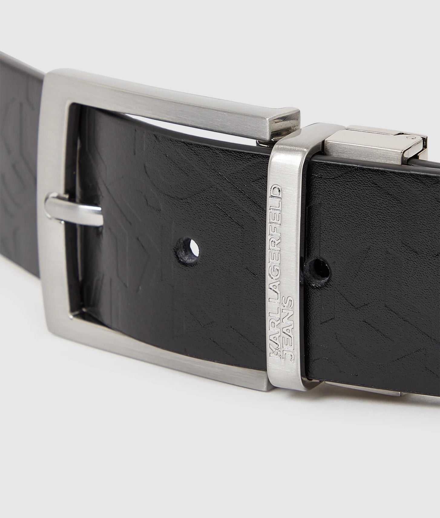 Karl Lagerfeld Monogram Reversible Belt Klj Black-Monogram