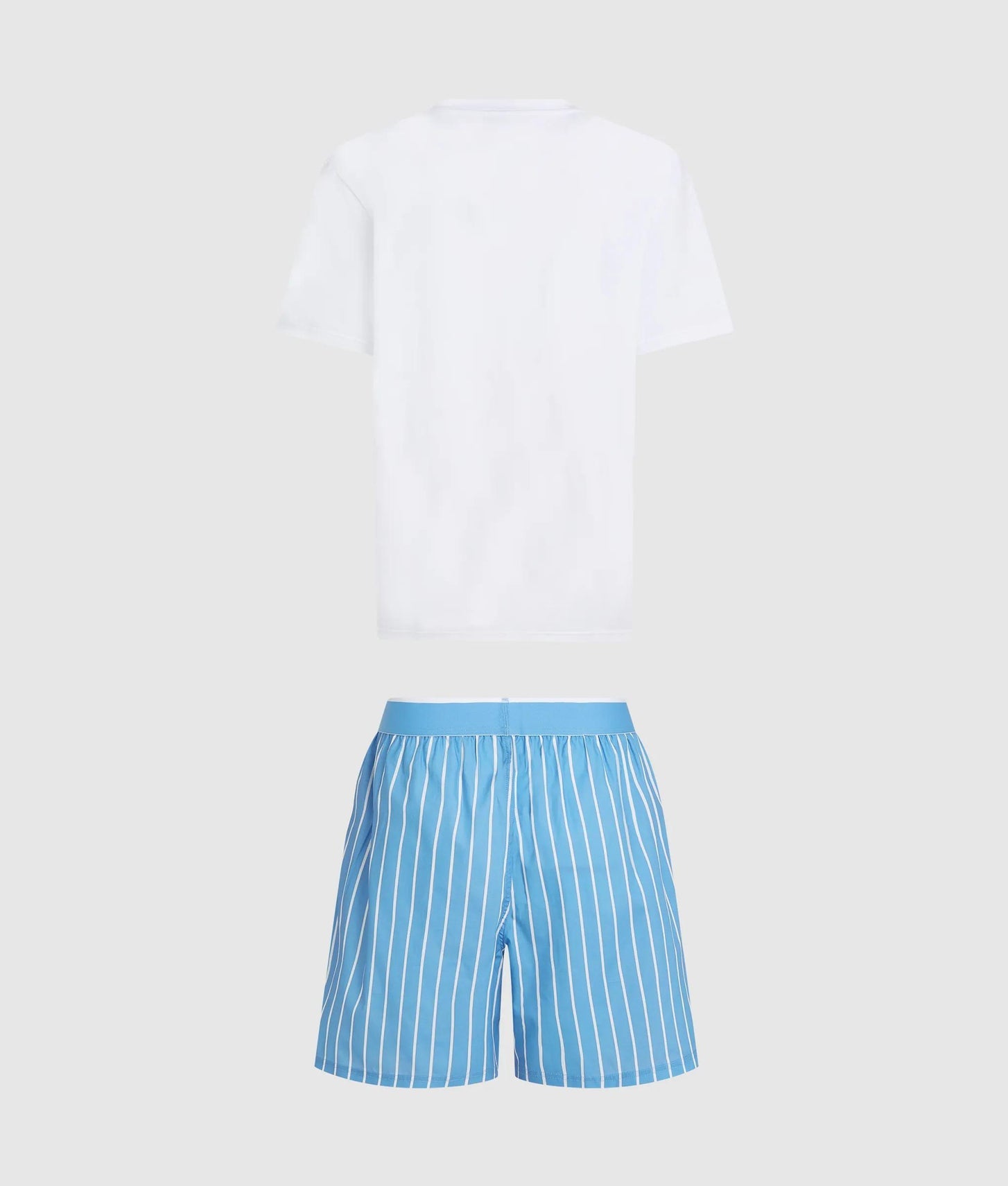 Karl Lagerfeld Striped Shorts Pajama Set White-Pinstripe