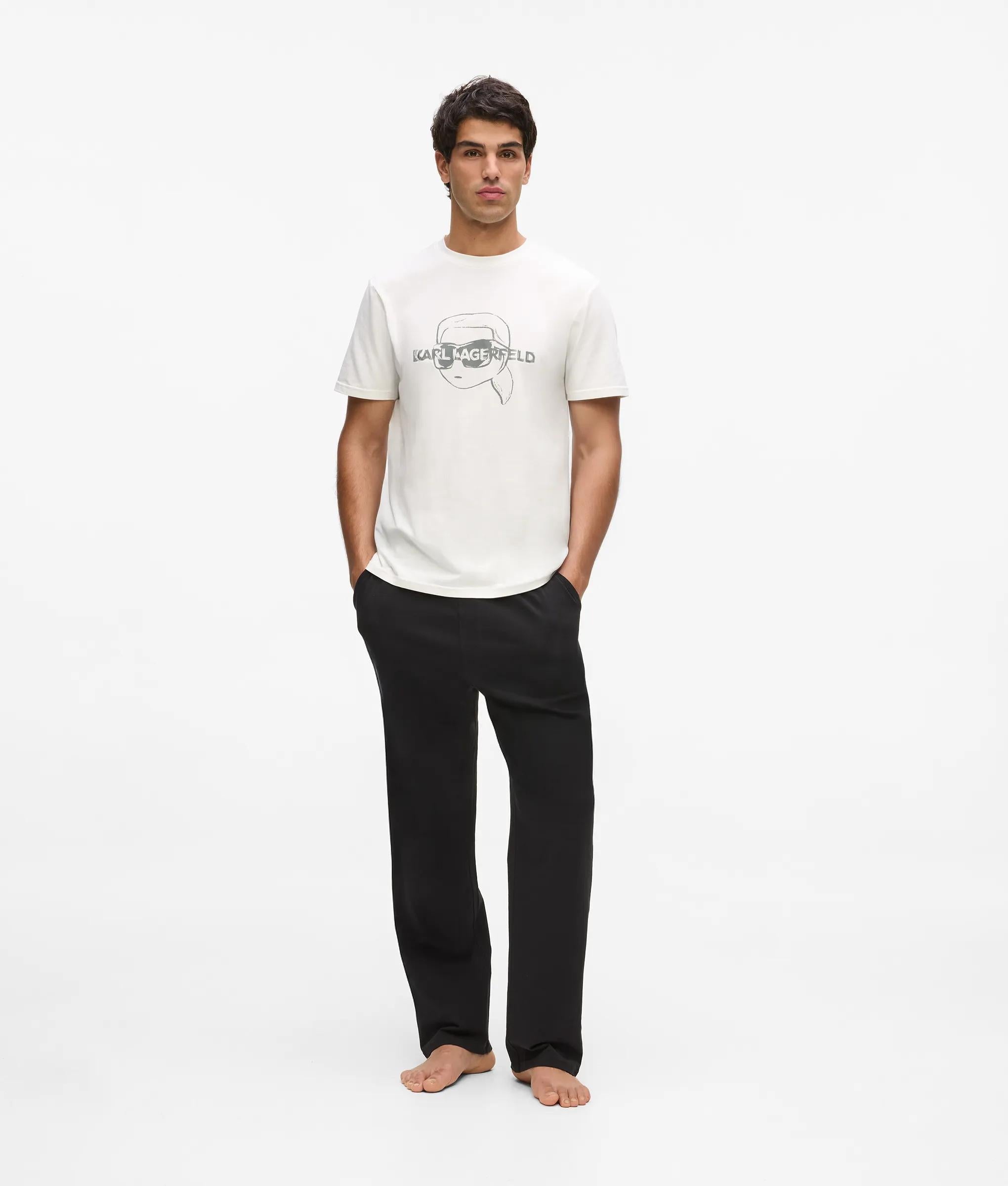 Karl Lagerfeld Ikon Long Pajama Set Cannoli Cream-Black