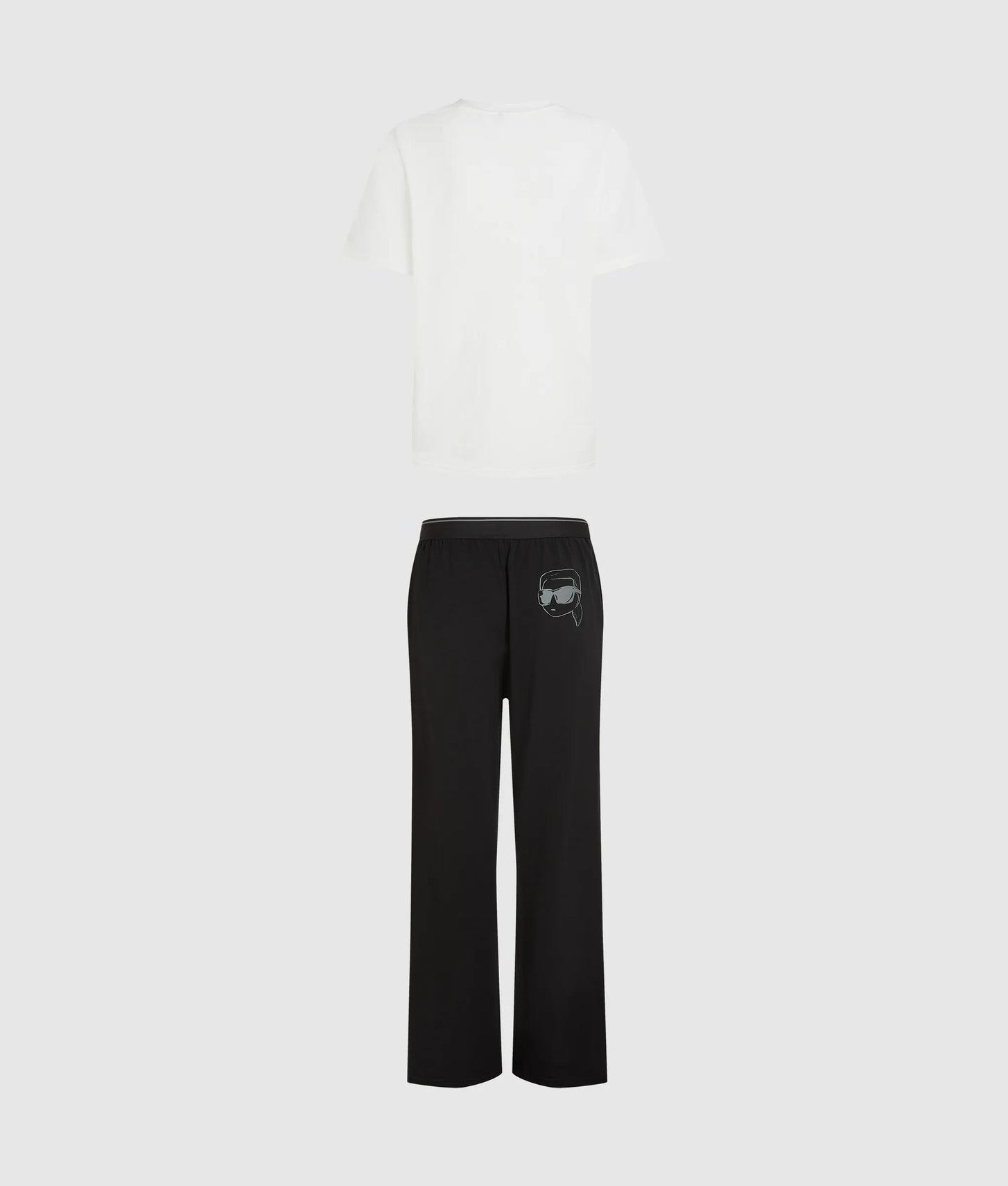 Karl Lagerfeld Ikon Long Pajama Set Cannoli Cream-Black