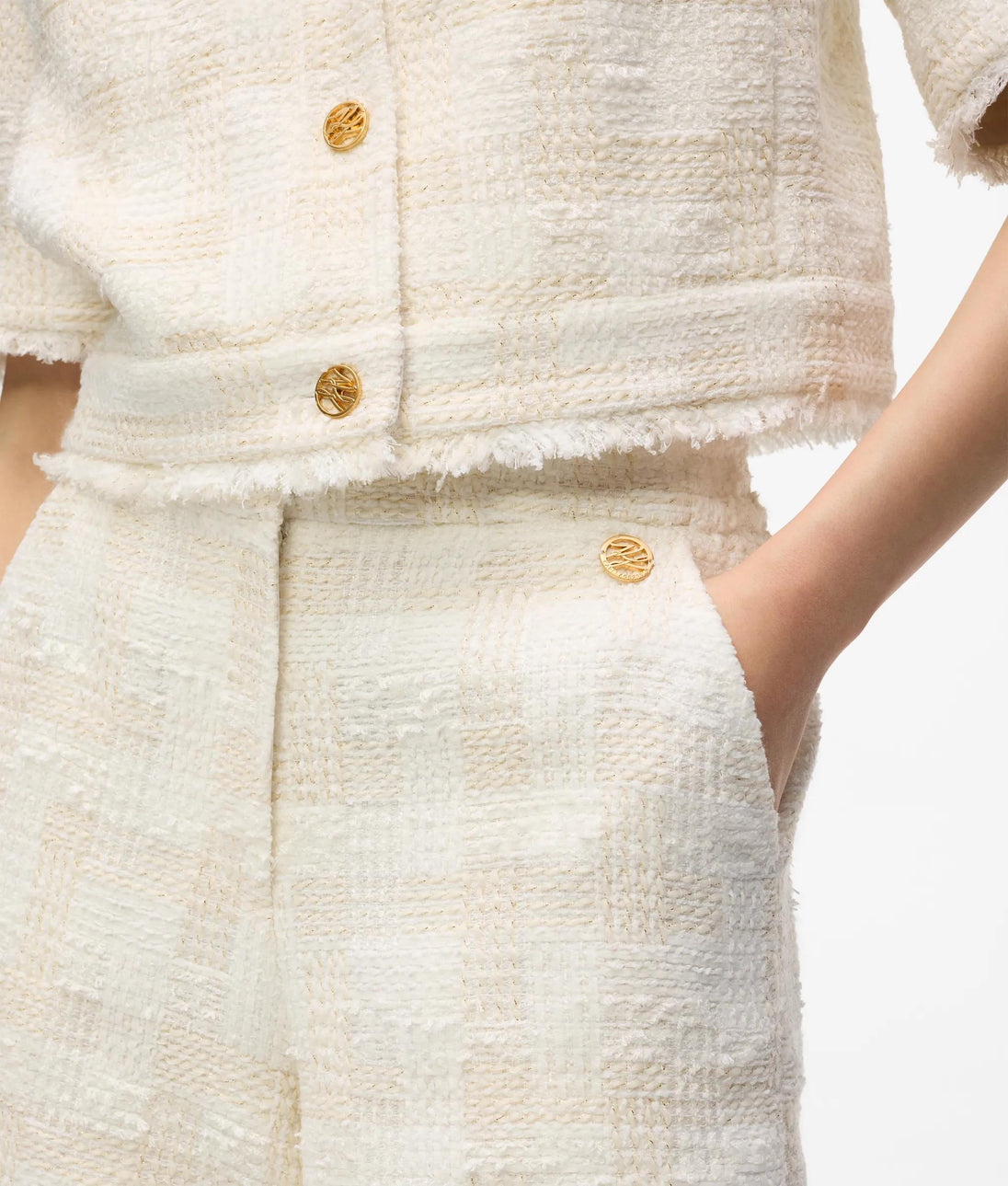 Karl Lagerfeld Short-Sleeved Bouclé Blazer Pristine