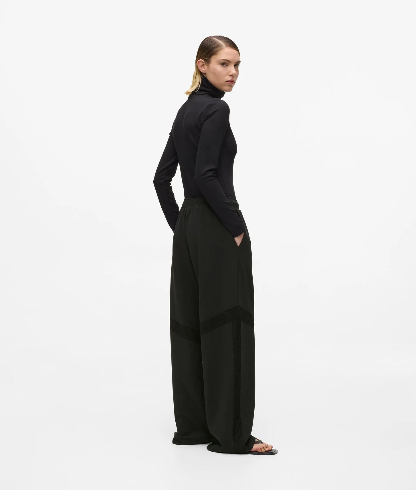 Karl Lagerfeld Lace Detail Sweatpants Black