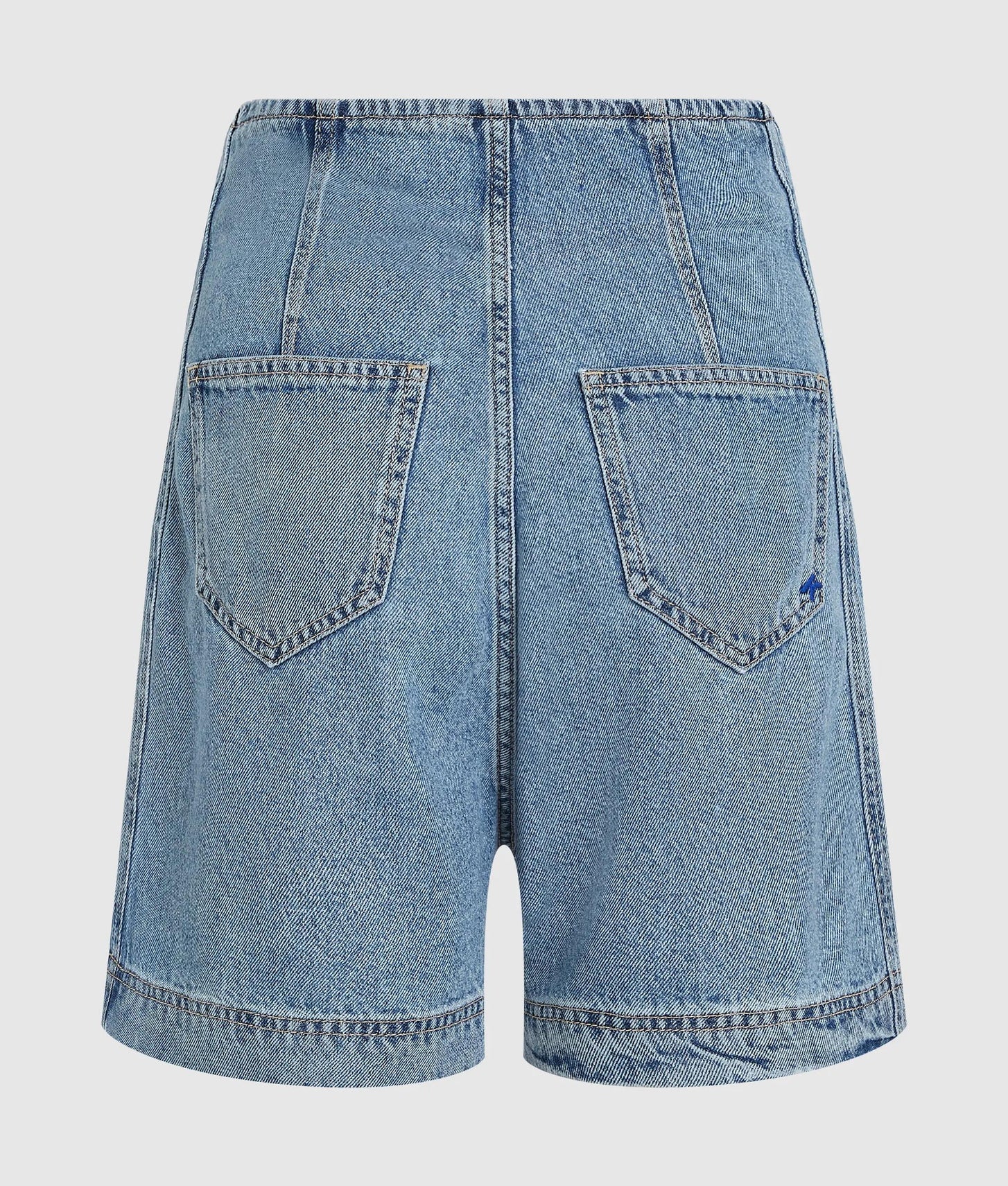 Karl Lagerfeld High-Rise Belted Denim Shorts Washed Mid Blue