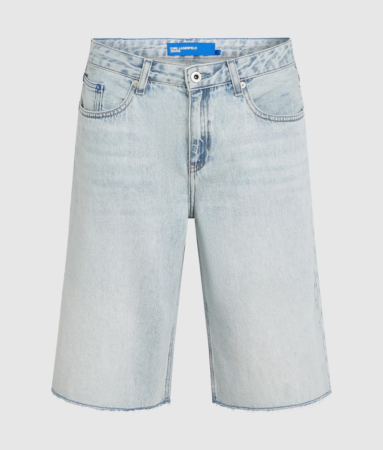 Karl Lagerfeld Relaxed Longline Denim Shorts Sun Light Blue