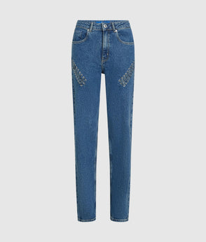 Karl Lagerfeld Lace-Up Denim Bustier Stone Blue