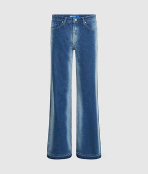 Karl Lagerfeld Short-Sleeved Tie Front Denim Shirt Washed Mid Blue