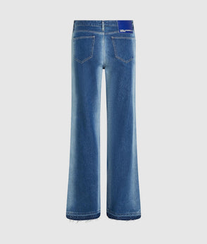 Karl Lagerfeld Short-Sleeved Tie Front Denim Shirt Washed Mid Blue