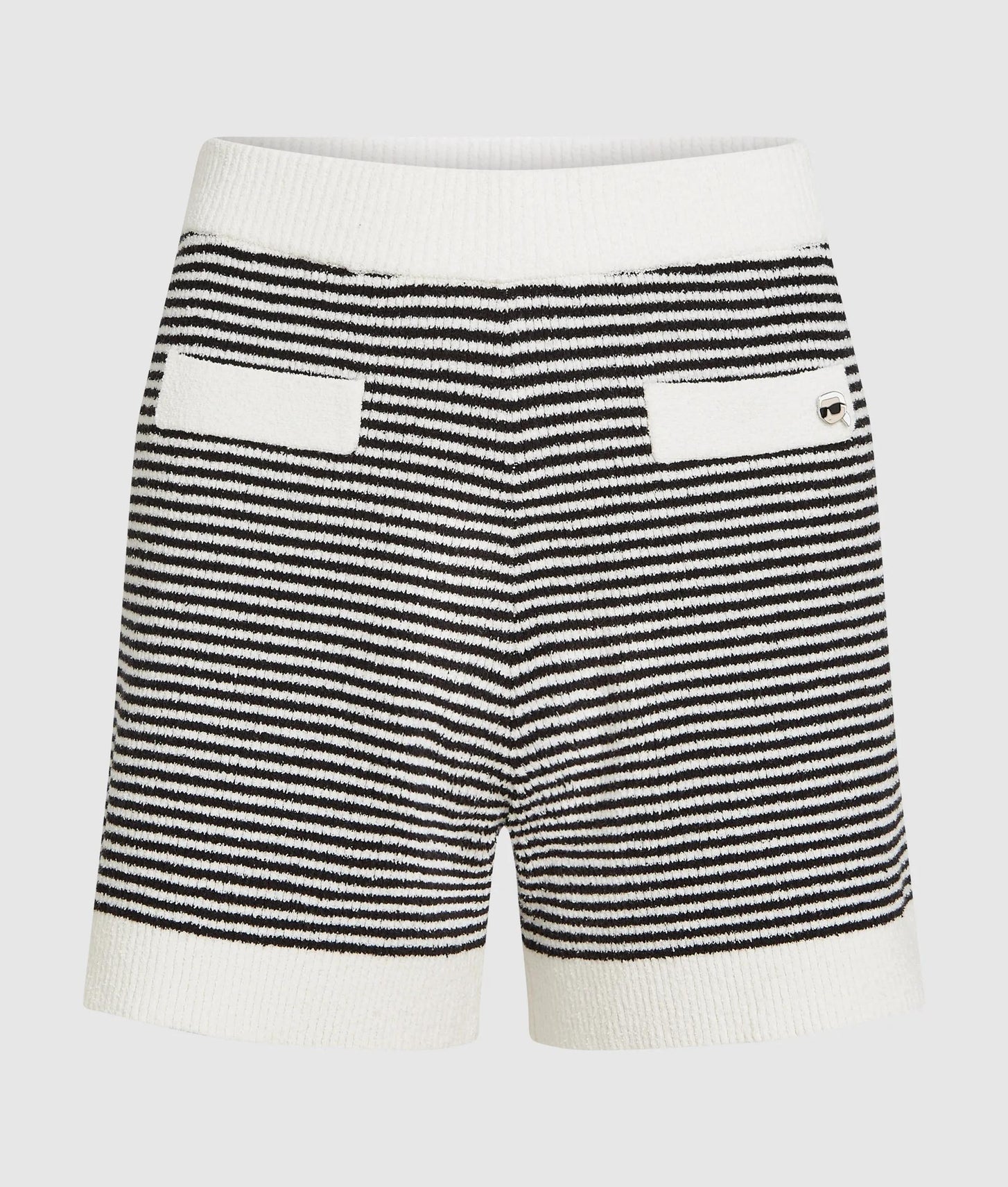 Karl Lagerfeld Ikon Striped Knit Shorts Small Stripe Black-White