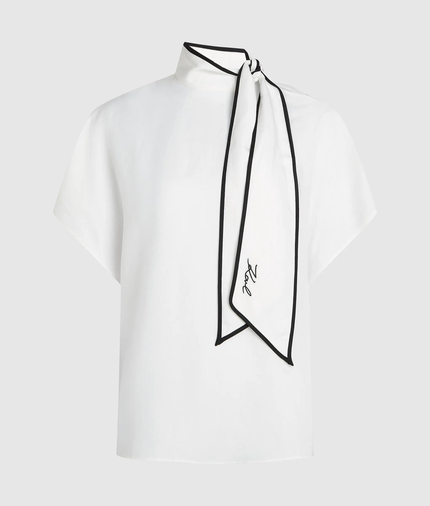 Karl Lagerfeld Linen Blend Pipelined Blouse Pristine